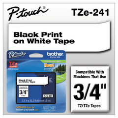 BROTHER INTL. CORP. TZe Standard Adhesive Laminated Labeling Tape, 0.7" x 26.2 ft, Black on White - Flipcost