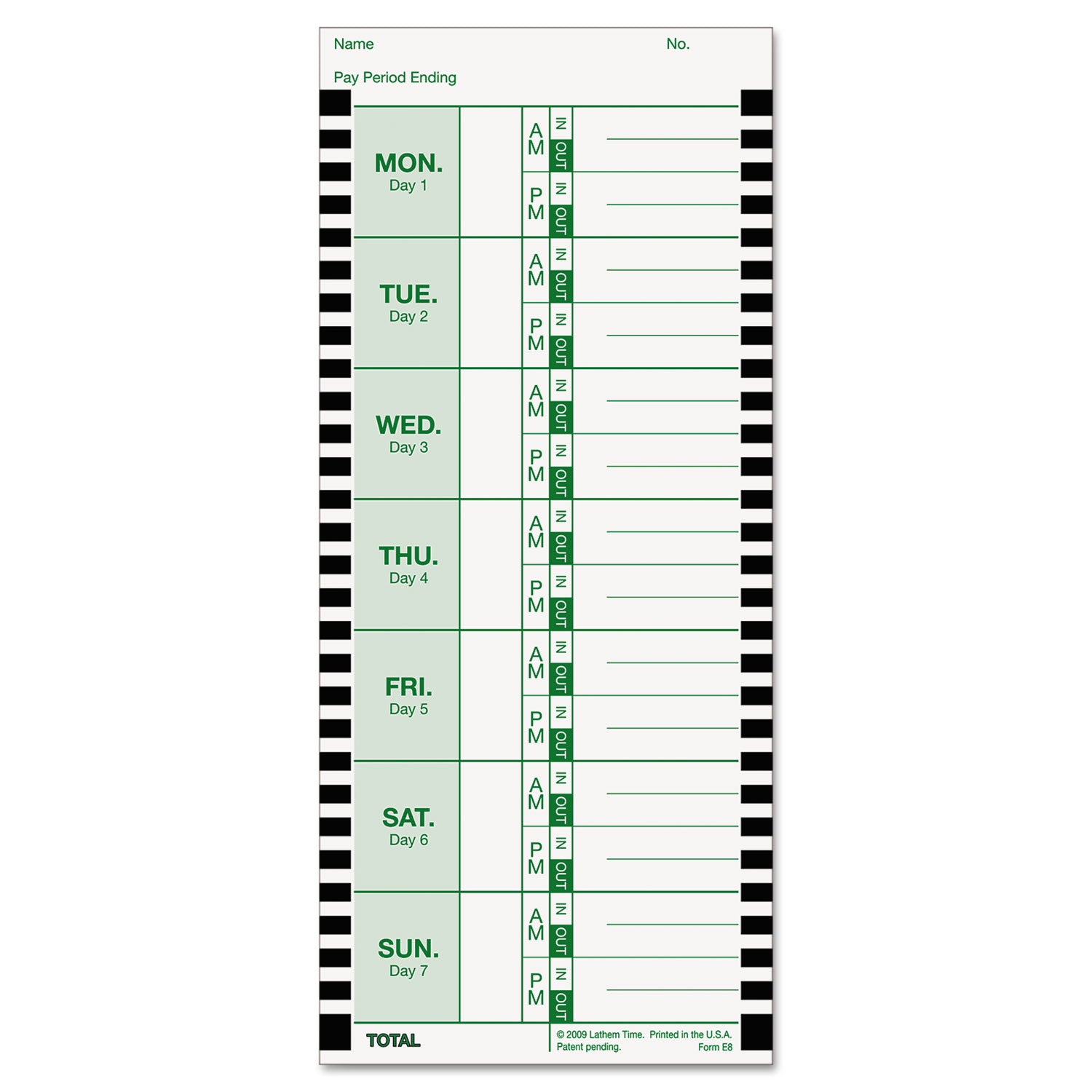 Time Clock Cards for Lathem Time 800P, One Side, 4 x 9, 100/Pack