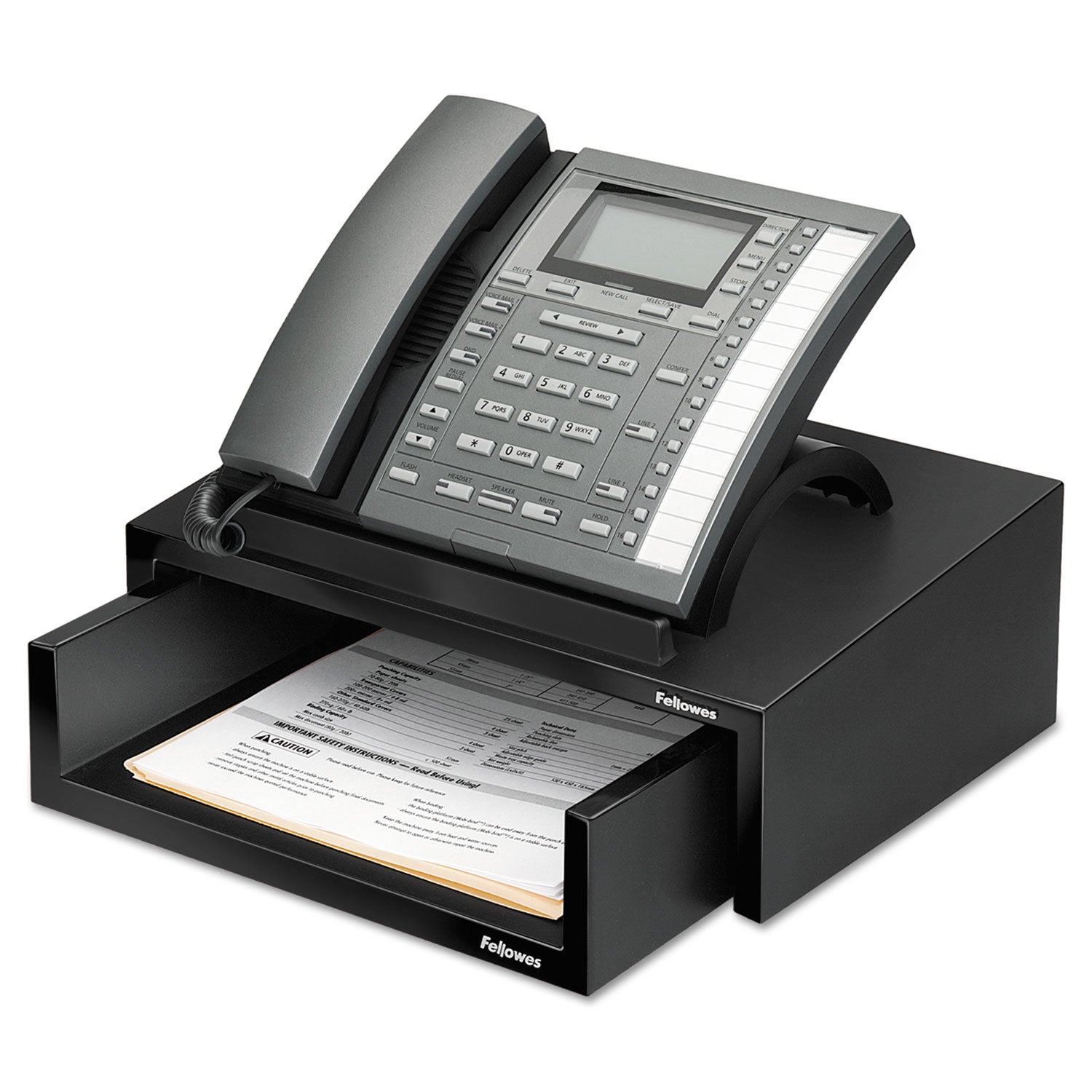 Fellowes® Designer Suites™ Telephone Stand, 13 x 9.13 x 4.38, Black Pearl