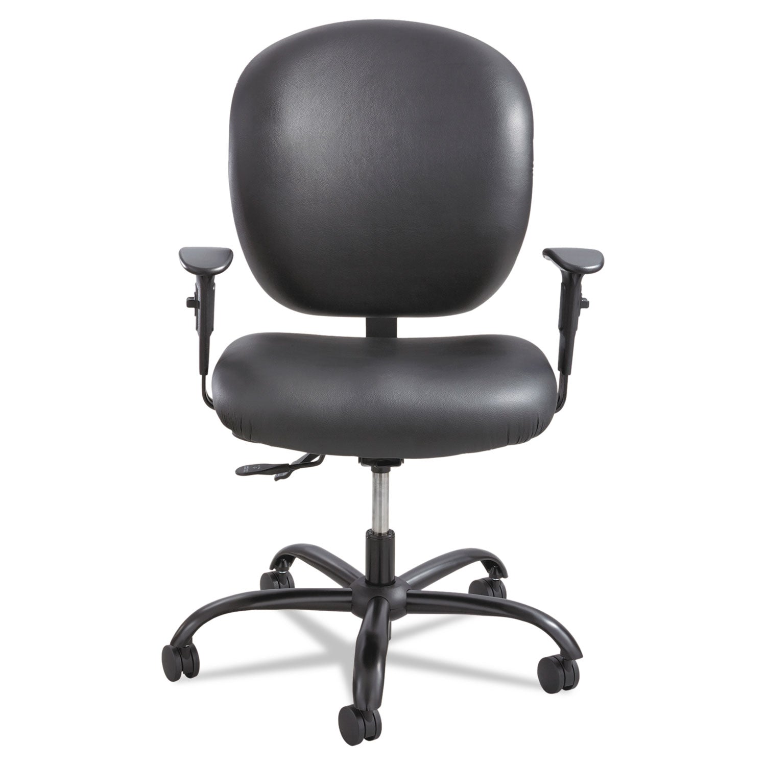 Alday Intensive-Use Chair, Supports Up to 500 lb, 17.5" to 20" Seat Height, Black Vinyl Seat/Back, Black Base