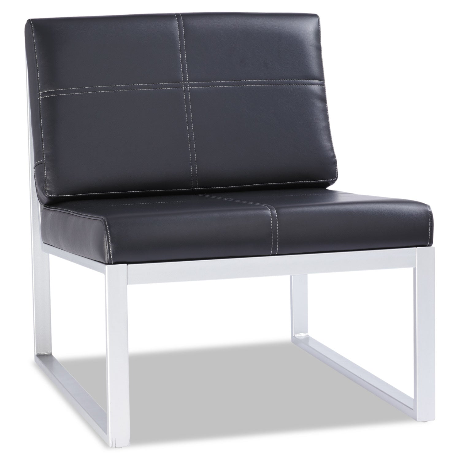 Alera® Alera Ispara Series Armless Chair, 26.57" x 30.71" x 31.1", Black Seat, Black Back, Silver Base