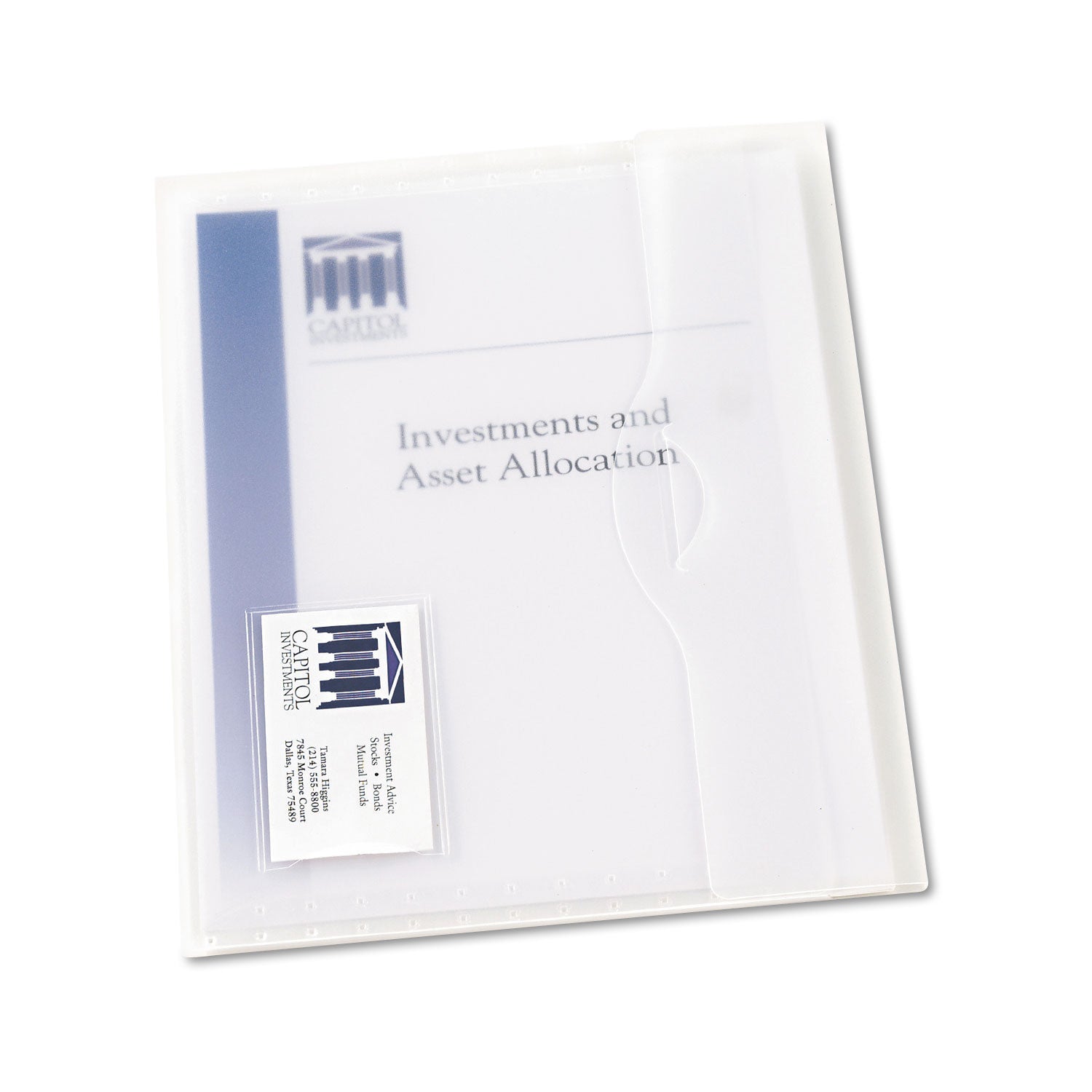 Translucent Document Wallets, Letter Size, Translucent Clear, 12/Box