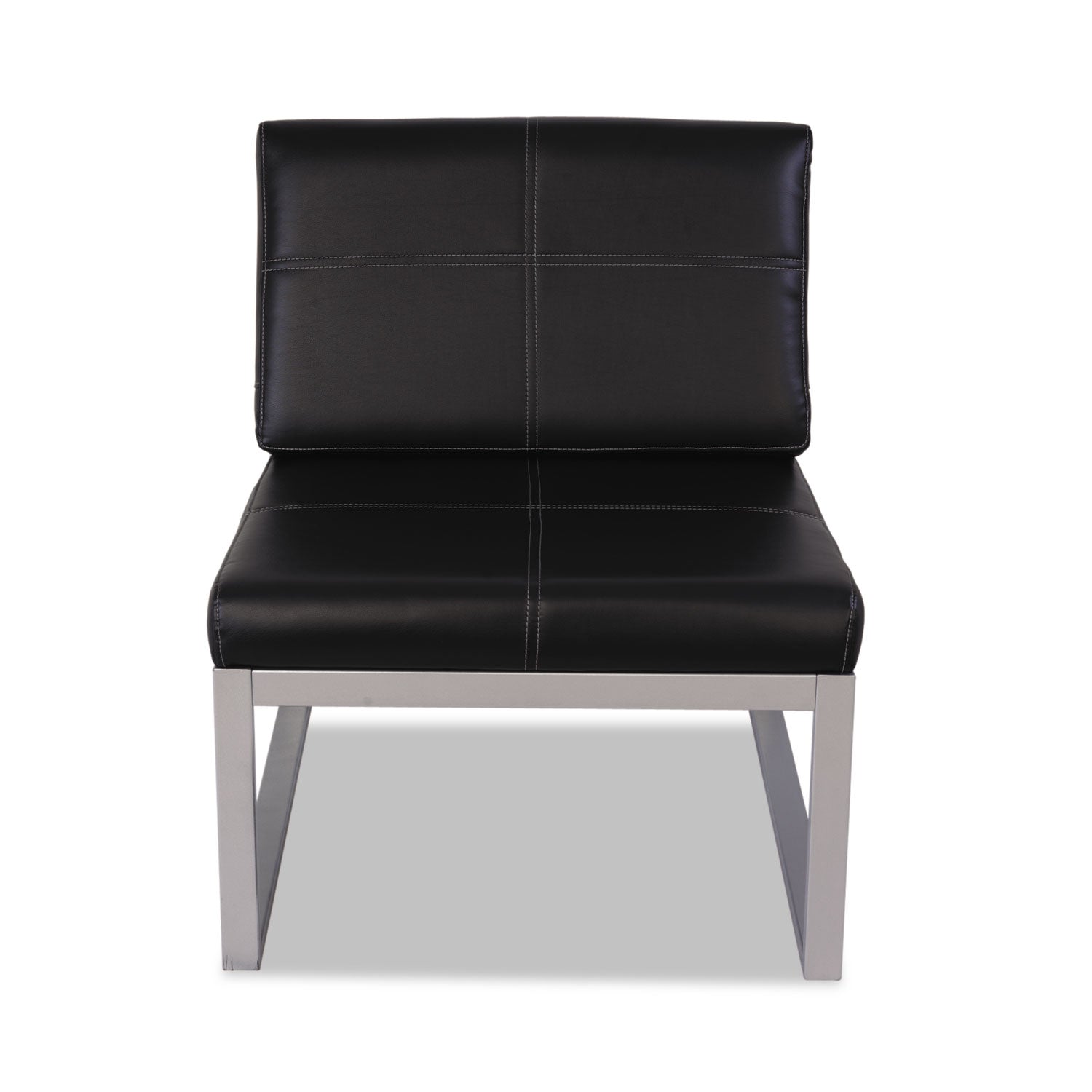 Alera® Alera Ispara Series Armless Chair, 26.57" x 30.71" x 31.1", Black Seat, Black Back, Silver Base