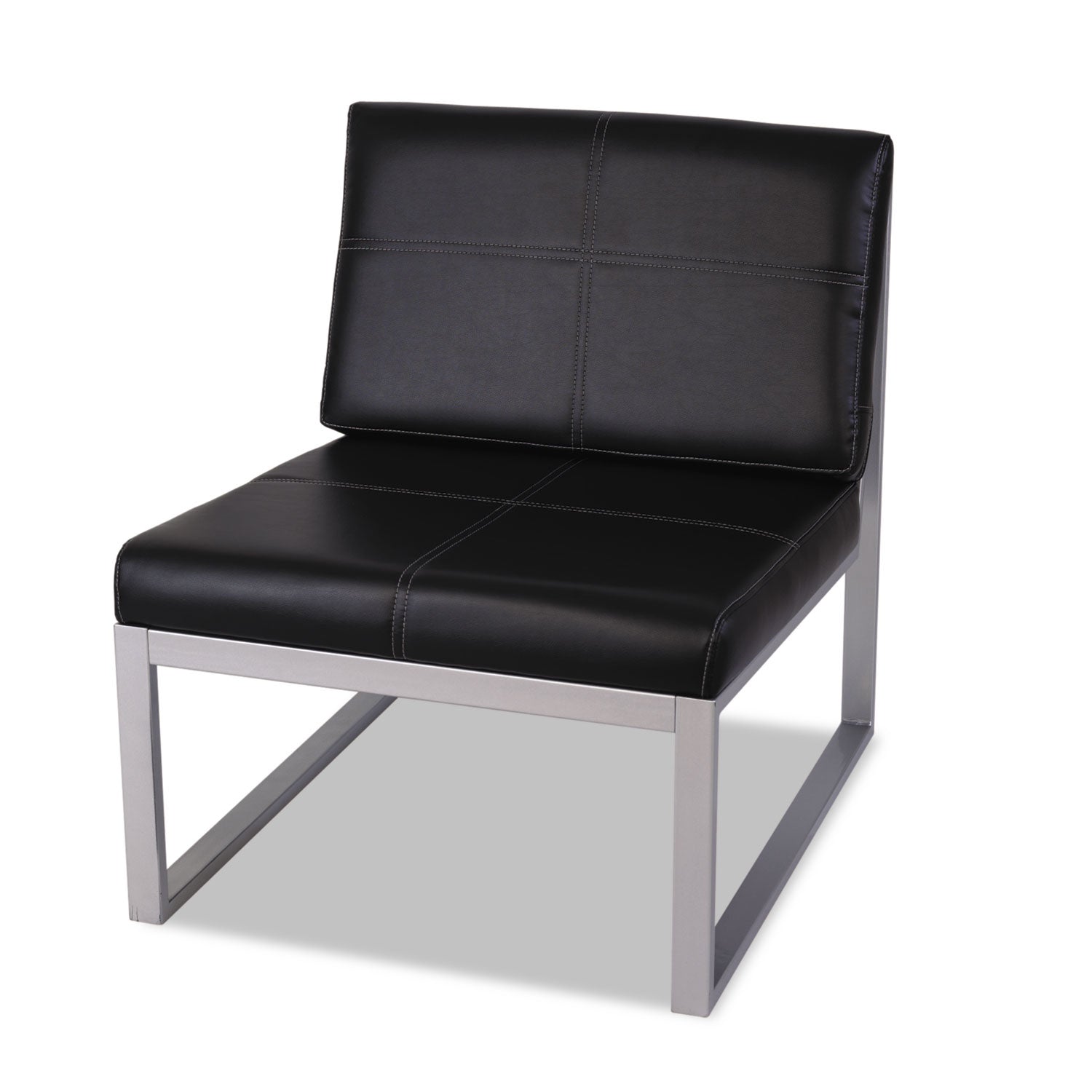 Alera® Alera Ispara Series Armless Chair, 26.57" x 30.71" x 31.1", Black Seat, Black Back, Silver Base