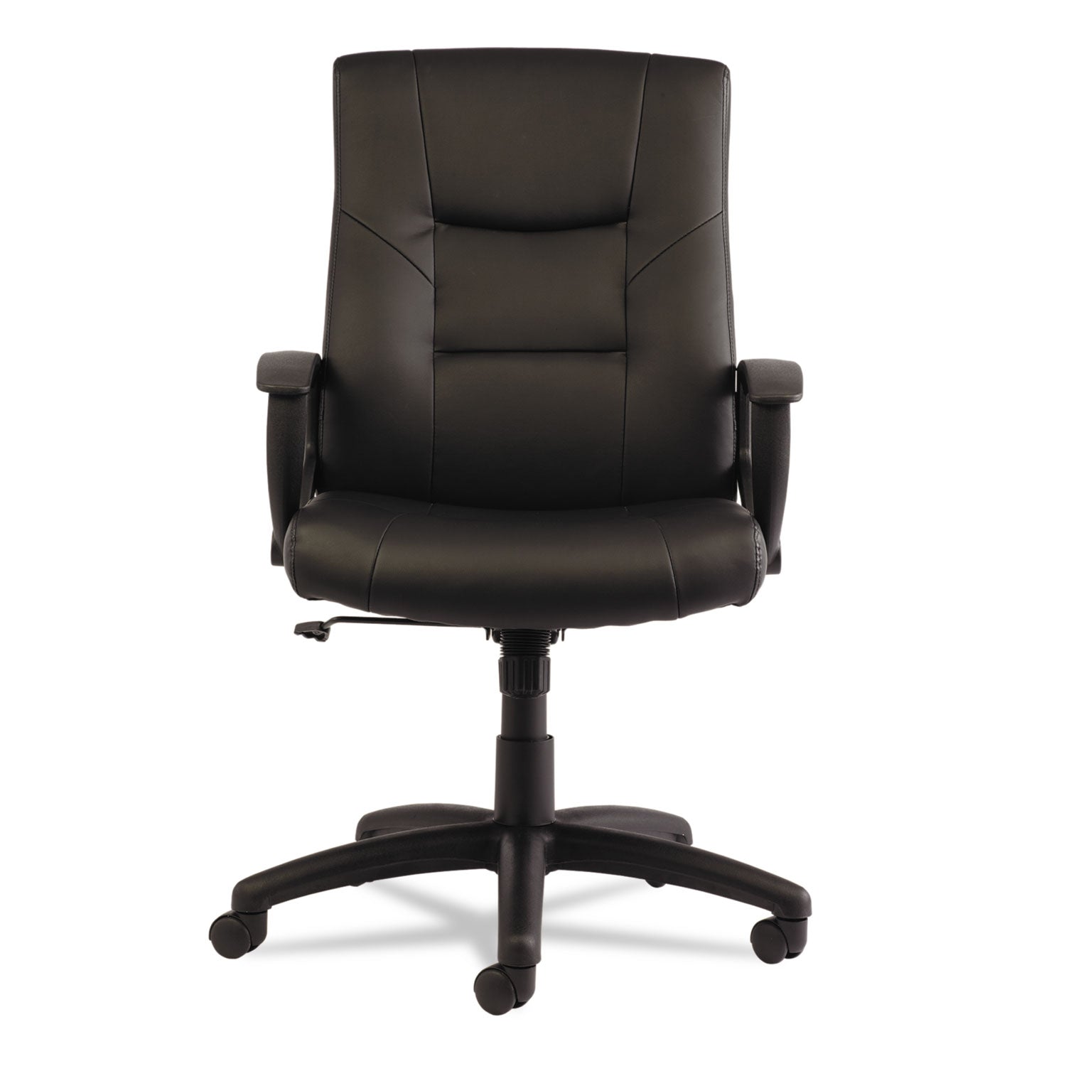 Alera® Alera YR Series Executive High-Back Swivel/Tilt Bonded Leather Chair, Supports 275 lb, 17.71" to 21.65" Seat Height, Black