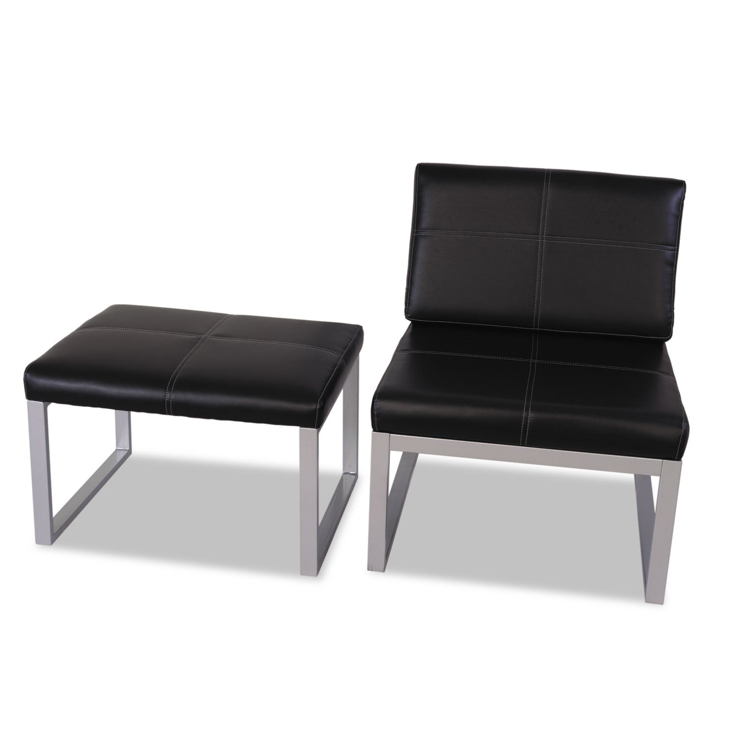 Alera® Alera Ispara Series Armless Chair, 26.57" x 30.71" x 31.1", Black Seat, Black Back, Silver Base