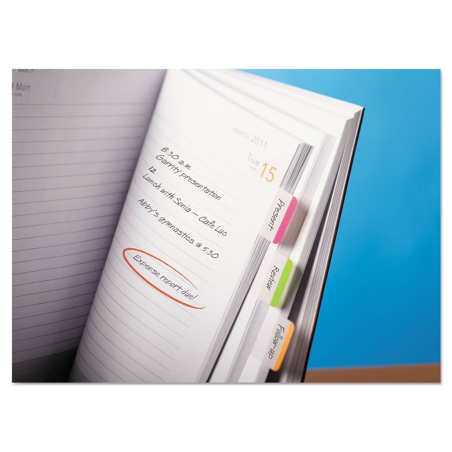 Post-it® Tabs 1" Lined Tabs, 1/5-Cut, Assorted Bright Colors, 1" Wide, 66/Pack