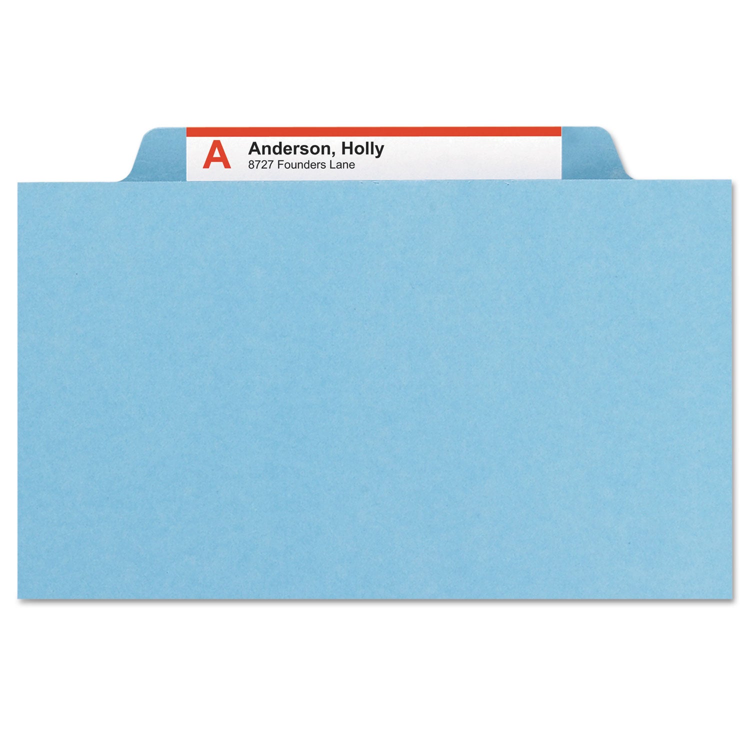 Smead™ Four-Section Pressboard Top Tab Classification Folders, Four SafeSHIELD Fasteners, 1 Divider, Letter Size, Blue, 10/Box