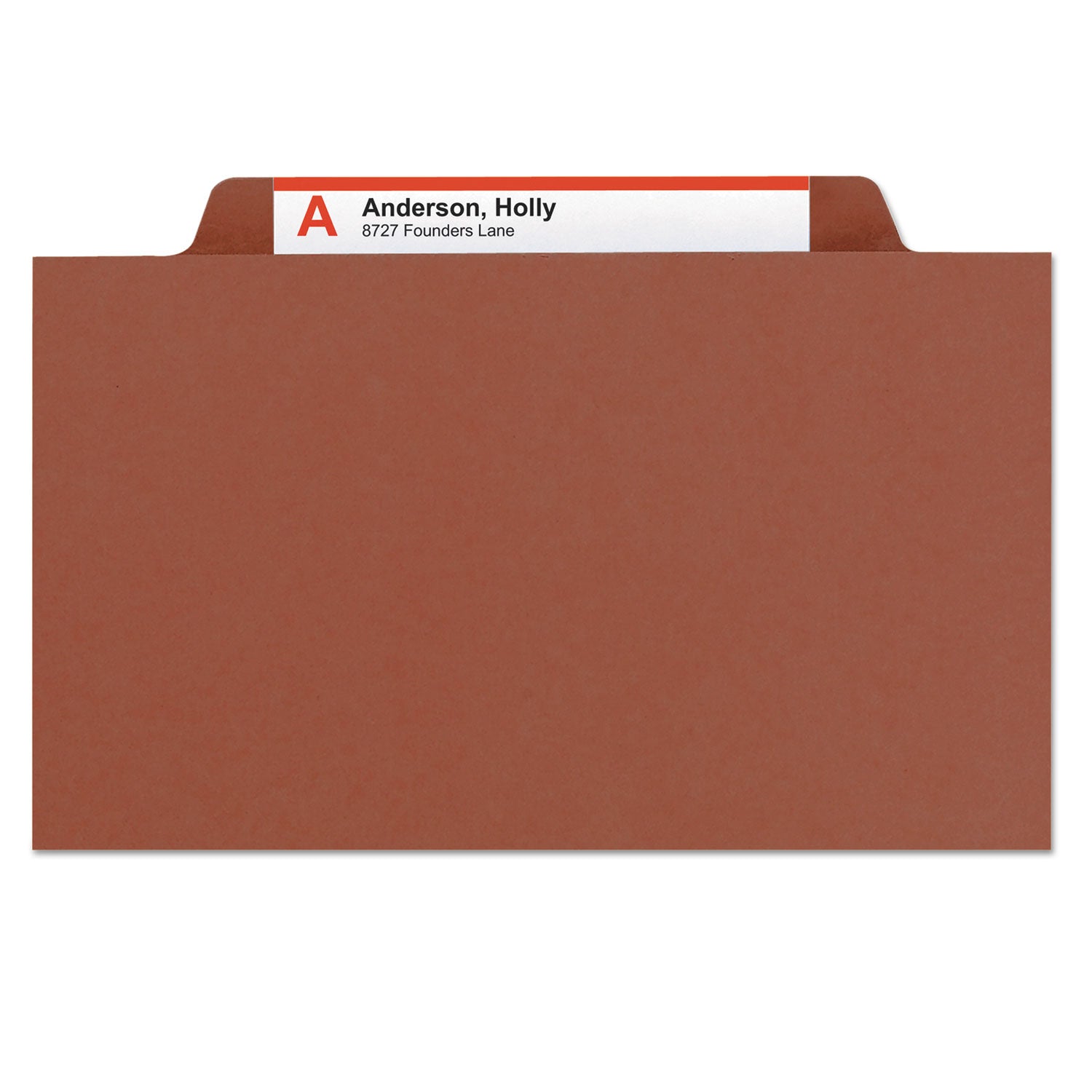 Smead™ Recycled Pressboard Classification Folders, 2" Expansion, 1 Divider, 4 Fasteners, Letter Size, Red Exterior, 10/Box