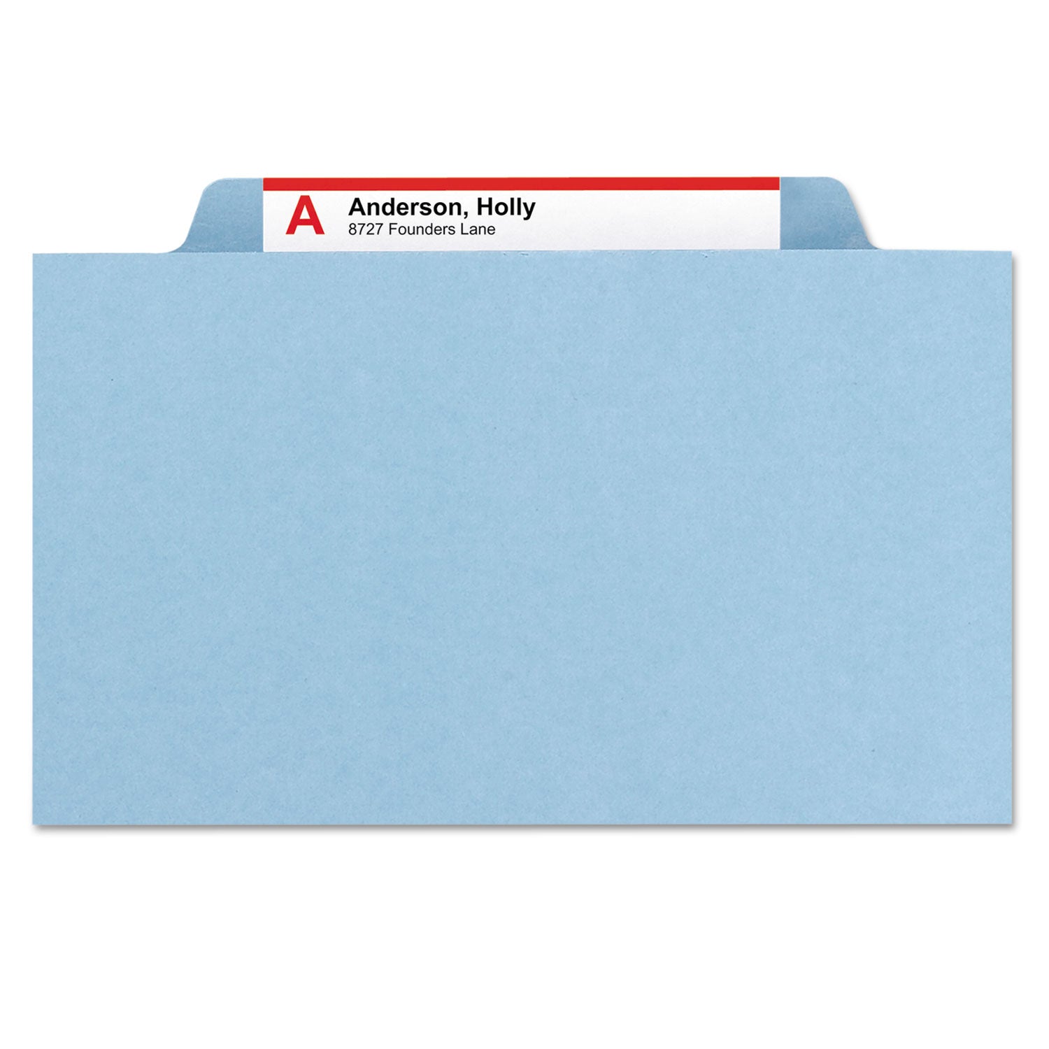 Smead™ Pressboard Top Tab Classification Folders, Eight SafeSHIELD Fasteners, 3" Expansion, 3 Dividers, Letter Size, Blue, 10/Box