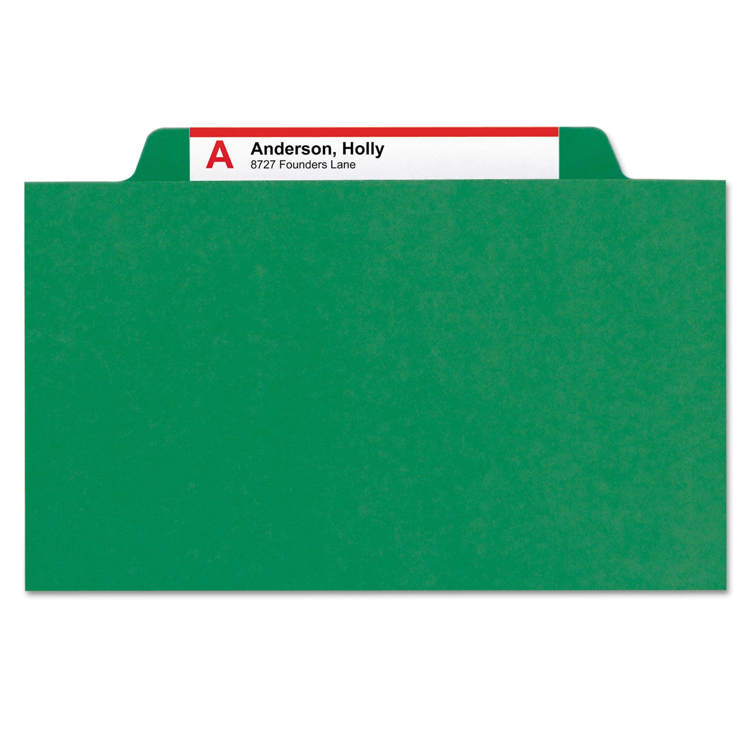 Smead™ Eight-Section Pressboard Top Tab Classification Folders, Eight SafeSHIELD Fasteners, 3 Dividers, Letter Size, Green, 10/Box