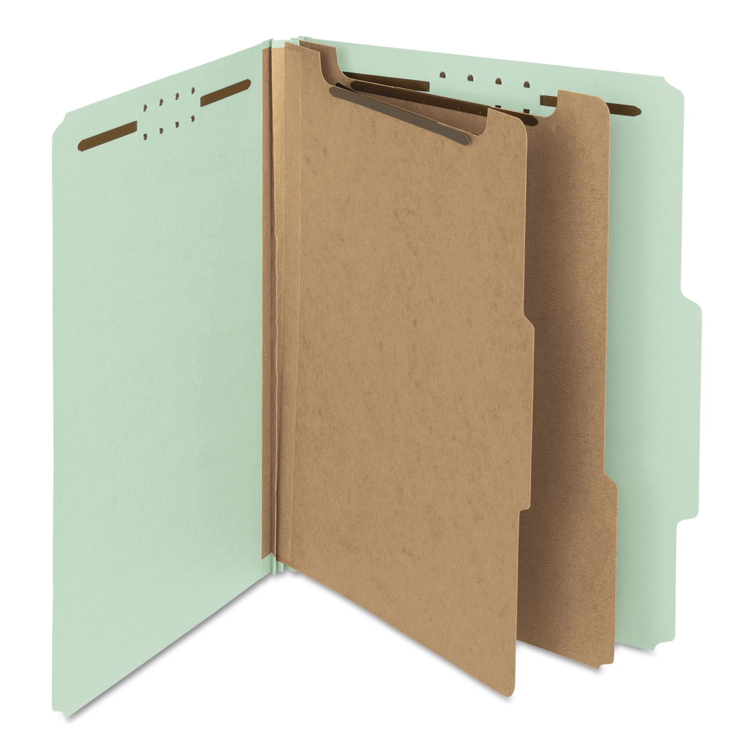 Recycled Pressboard Classification Folders, 2" Expansion, 2 Dividers, 6 Fasteners, Letter Size, Gray-Green, 10/Box Smead Flipcost