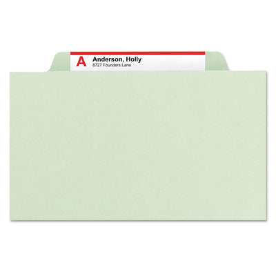 Pressboard Classification Folders, Eight SafeSHIELD Fasteners, 2/5-Cut Tabs, 3 Dividers, Letter Size, Gray-Green, 10/Box Flipcost Flipcost