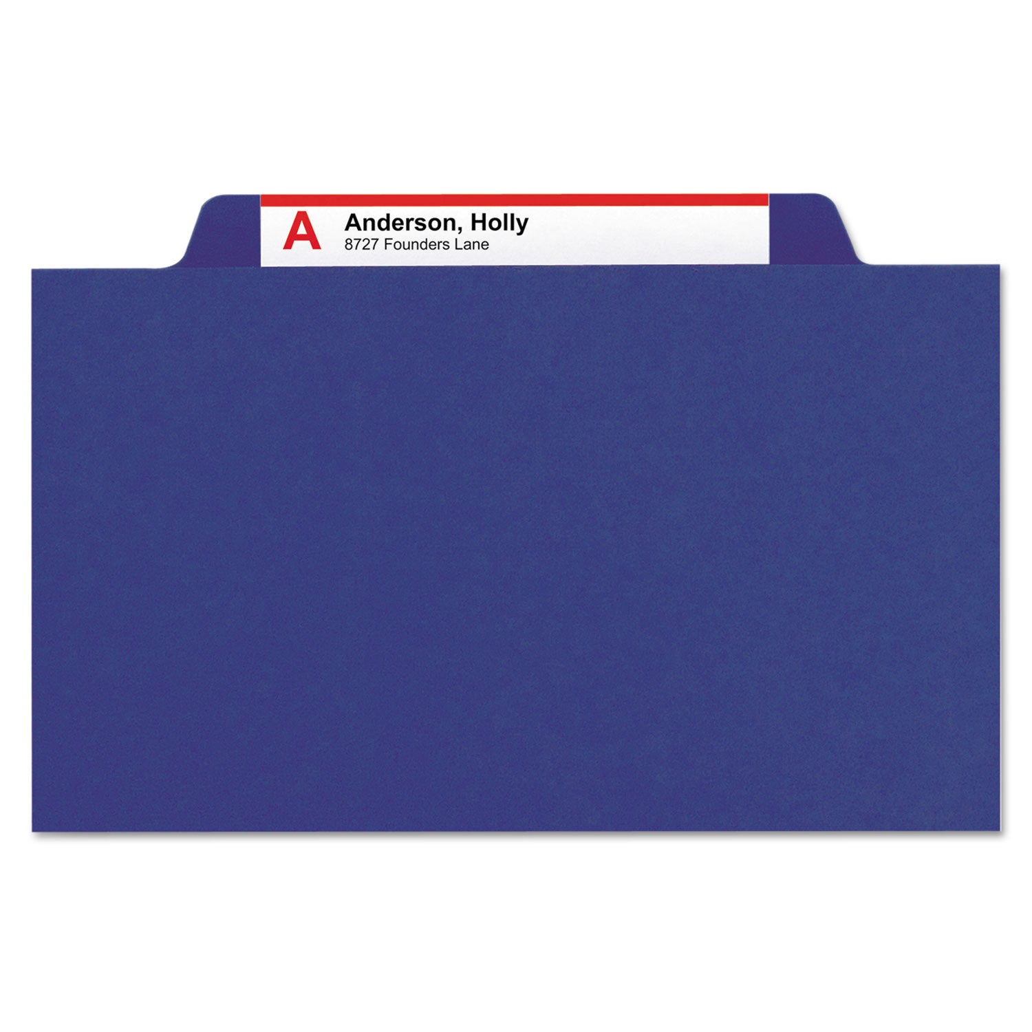 Smead™ Eight-Section Pressboard Top Tab Classification Folders, 8 SafeSHIELD Fasteners, 3 Dividers, Letter Size, Dark Blue, 10/Box