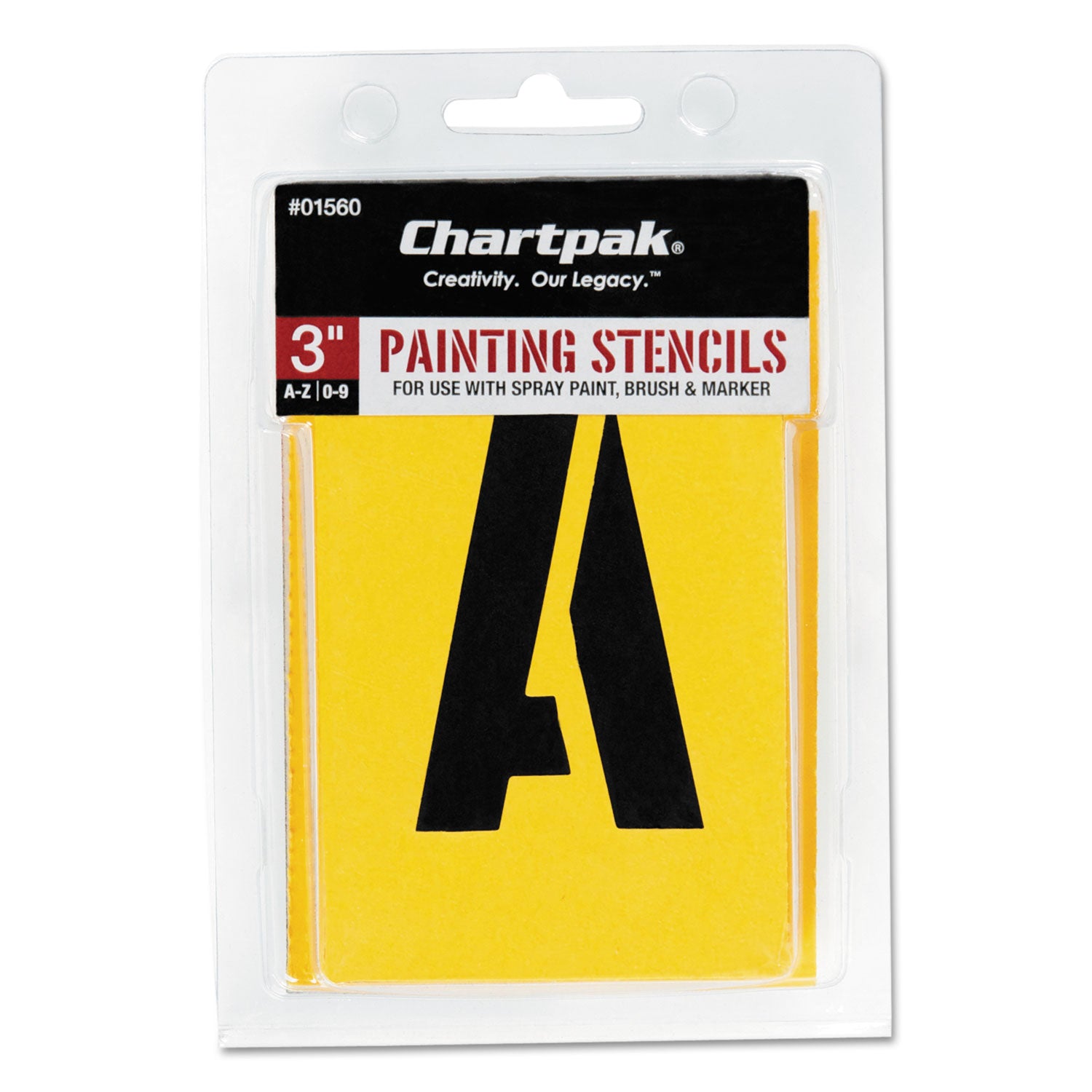 Professionial Lettering Stencils, Painting Stencil Set, A-Z Set/0-9, 3", Manila, 35/Set