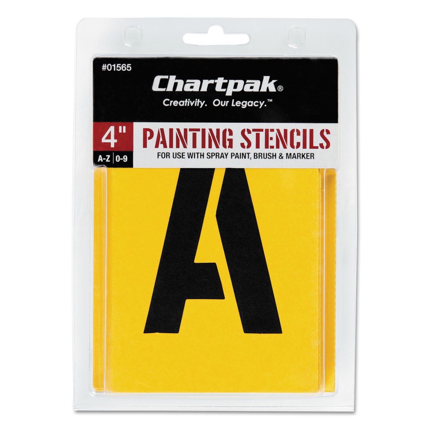 Professional Lettering Stencils, Painting Stencil Set, A-Z Set/0-9, 4", Manila, 35/Set