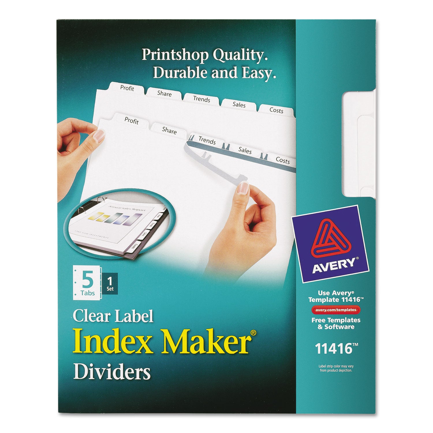 Print and Apply Index Maker Clear Label Dividers with Printable Label Strip and White Tabs, 5-Tab, 11 x 8.5, White, 1 Set