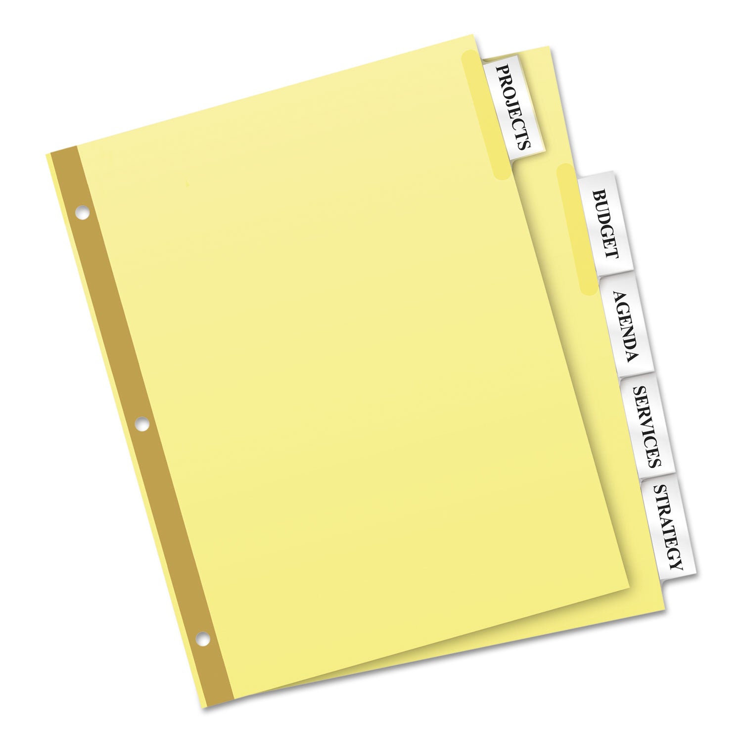 Avery® Insertable Big Tab Dividers, 5-Tab, Double-Sided Gold Edge Reinforcing, 11 x 8.5, Buff, Clear Tabs, 1 Set