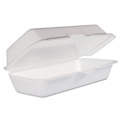 DART Foam Hinged Lid Container, Hot Dog Container, 3.8 x 7.1 x 2.3, White,125/Bag, 4 Bags/Carton - Flipcost