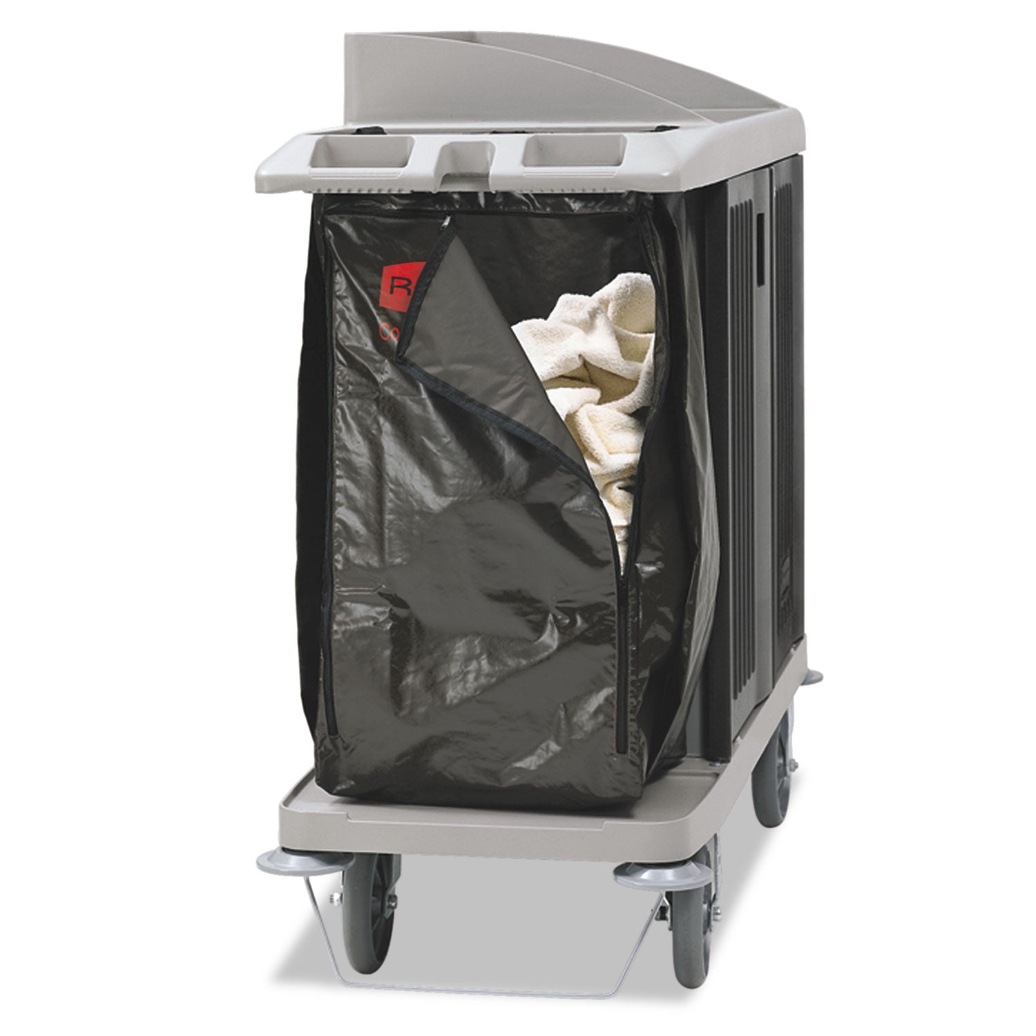 Zippered Vinyl Cleaning Cart Bag for Rubbermaid Commercial 6189, 6190, 6191, 6192, 9T19, 25 gal, 17" x 10.5" x 33", Brown