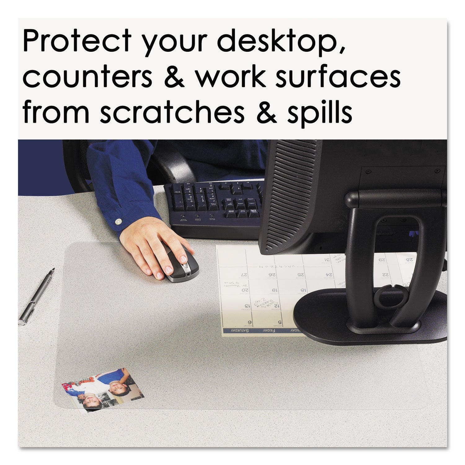 Artistic® KrystalView Desk Pad with Antimicrobial Protection, Matte Finish, 22 x 17,  Clear