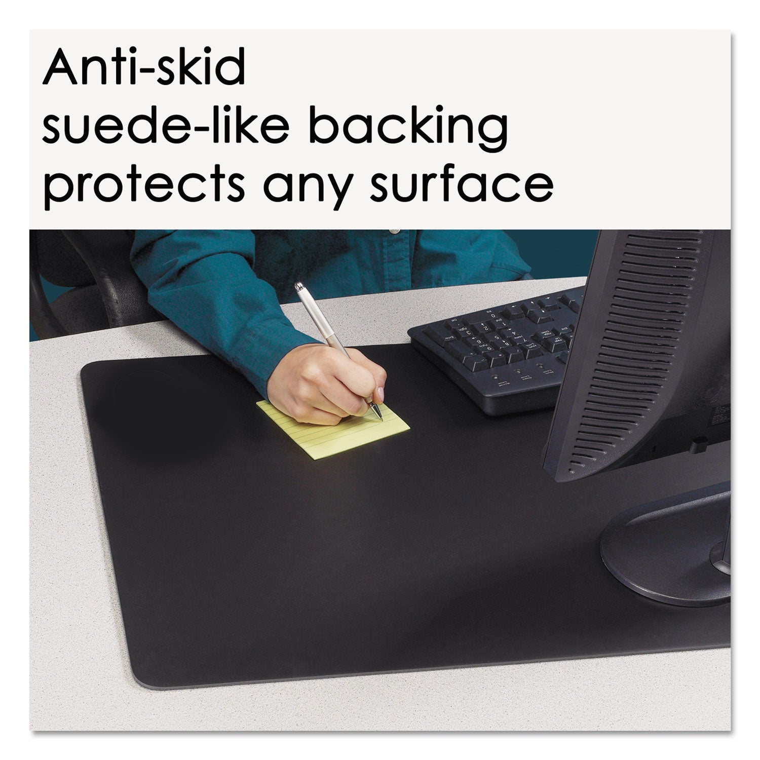 Artistic® Rhinolin II Desk Pad with Antimicrobial Protection, 24 x 17, Black