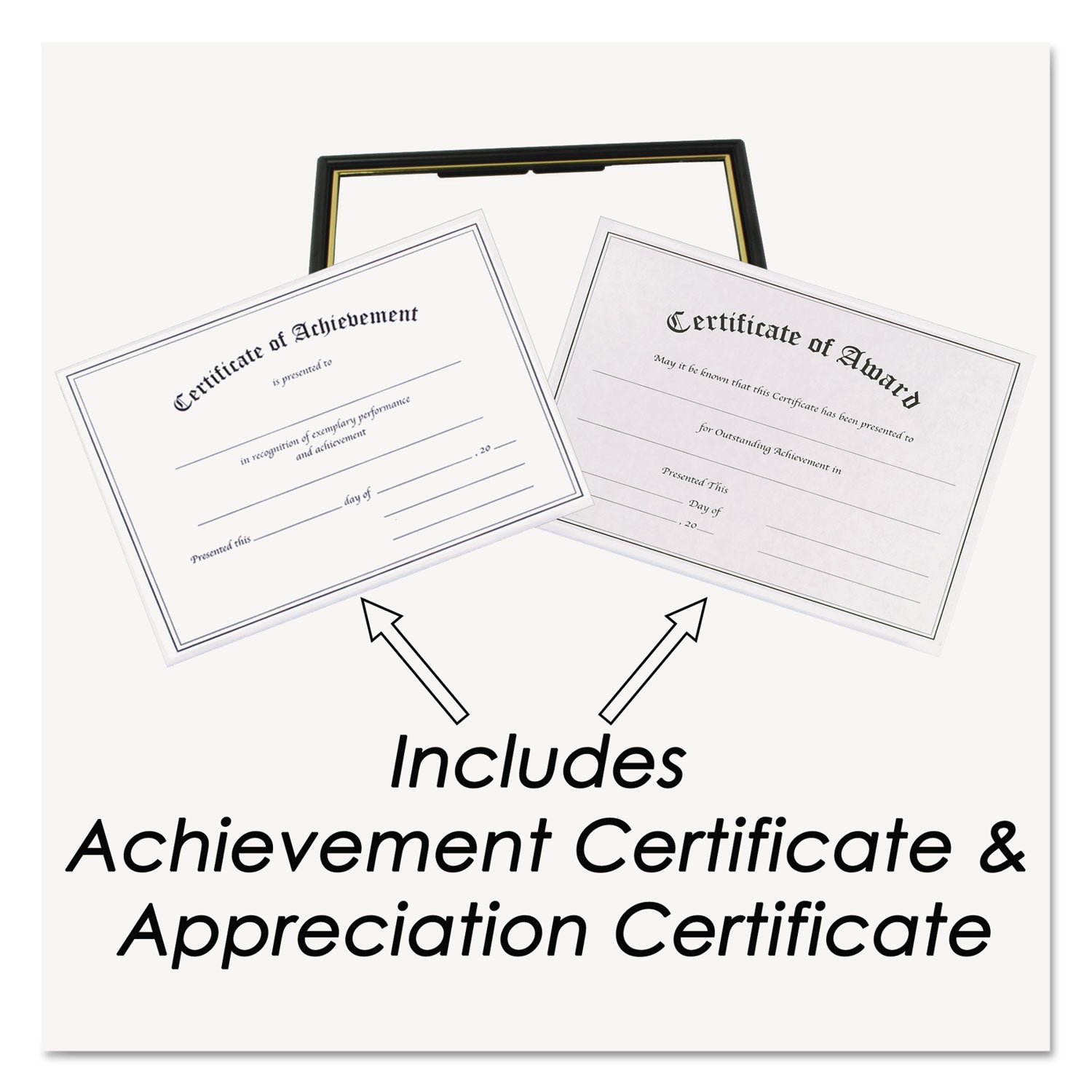 NuDell™ Economy Framed Achievement/Appreciation Awards, 11 x 8.5, Horiztontal Orientation, White with Black Border