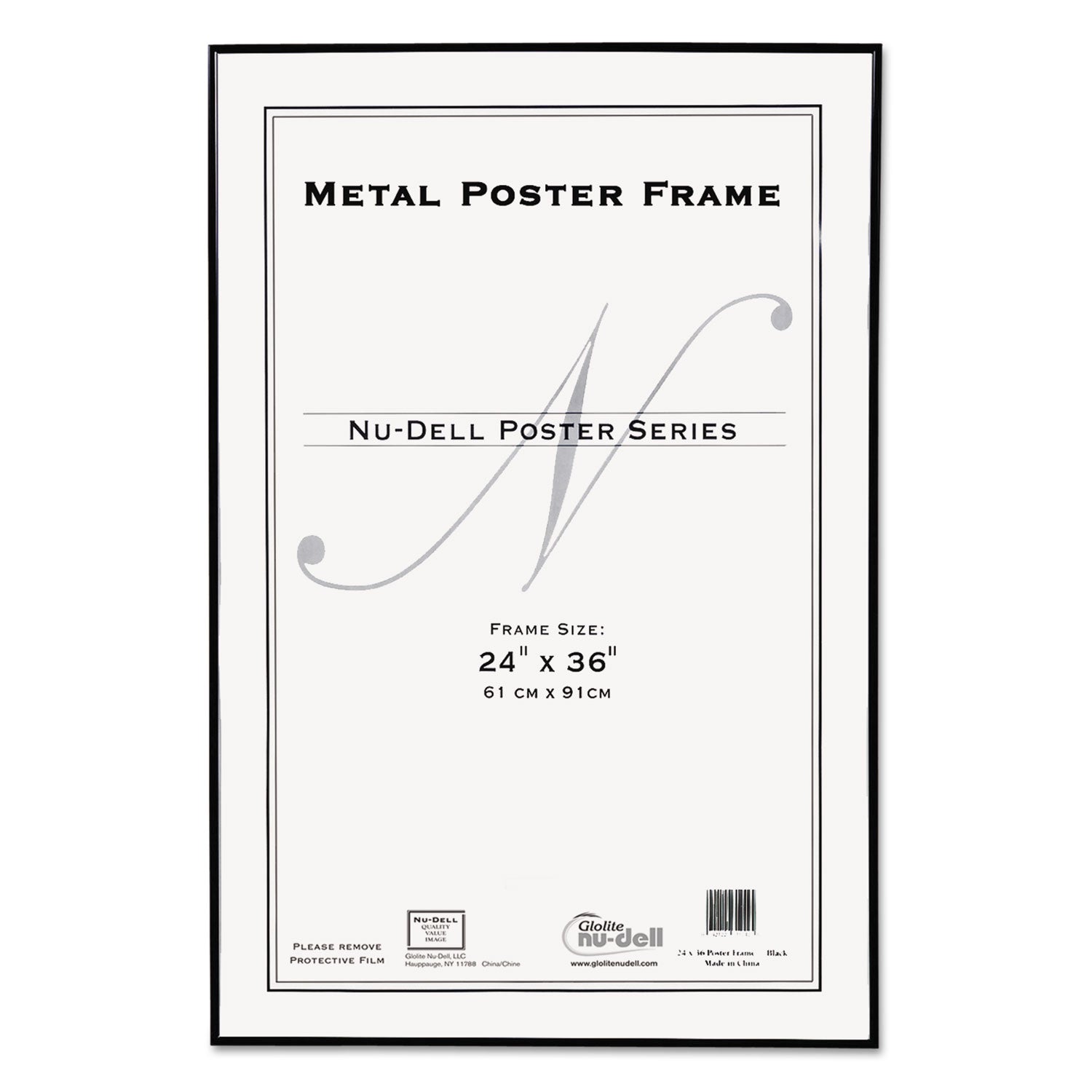 Metal Poster Frame, Plastic Face, 24 x 36, Black