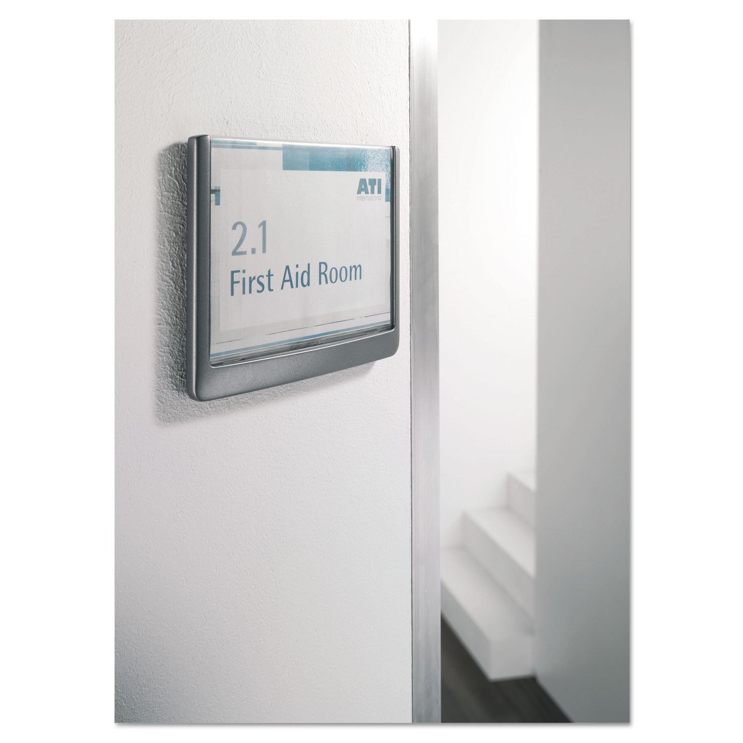 Durable® Click Sign Holder For Interior Walls, 6.75 x 0.63 x 5.13, Gray