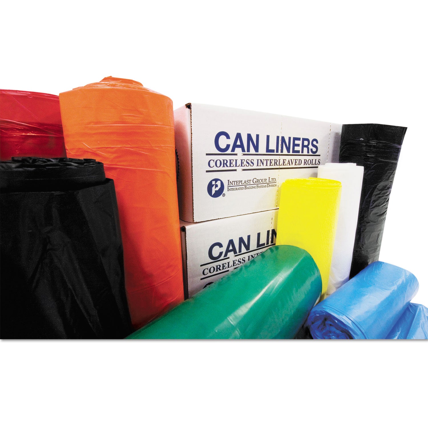 Inteplast Group High-Density Commercial Can Liners, 33 gal, 11 mic, 33" x 40", Black, Interleaved Roll, 25 Bags/Roll, 20 Rolls/Carton