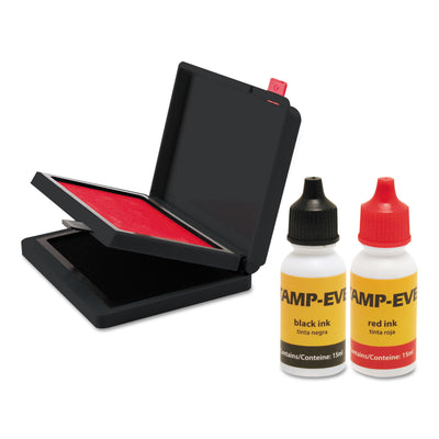Two-Color Stamp Pad with Ink Refill, 4" x 2.38", Red/Black Flipcost Flipcost