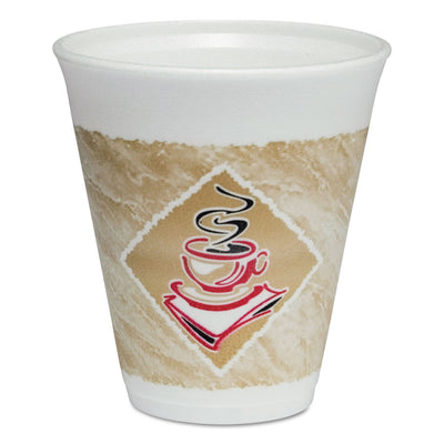 DART Cafe G Foam Hot/Cold Cups, 12 oz, Brown/Red/White, 20/Pack - Flipcost