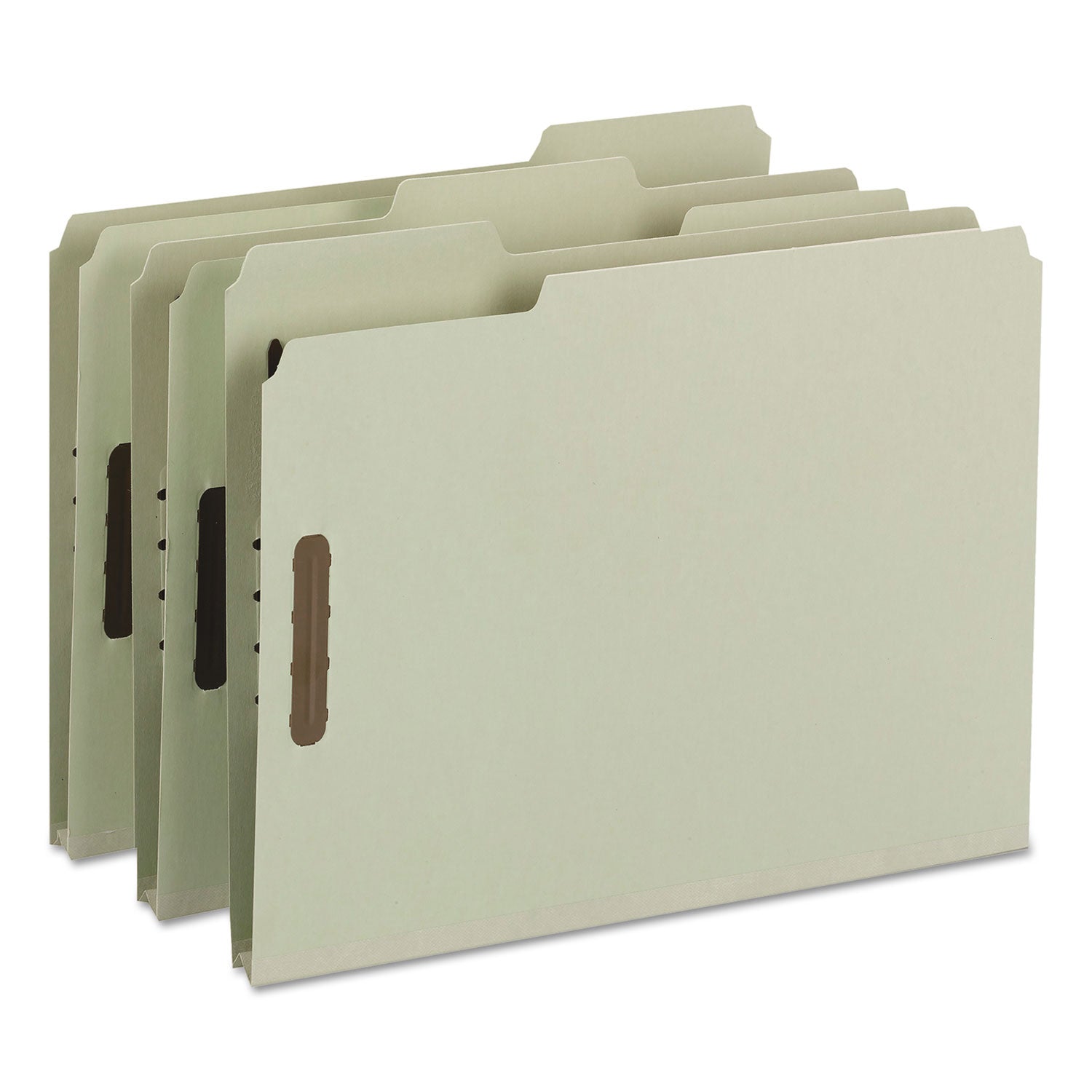 Smead™ Recycled Pressboard Fastener Folders, 1" Expansion, 2 Fasteners, Letter Size, Gray-Green Exterior, 25/Box