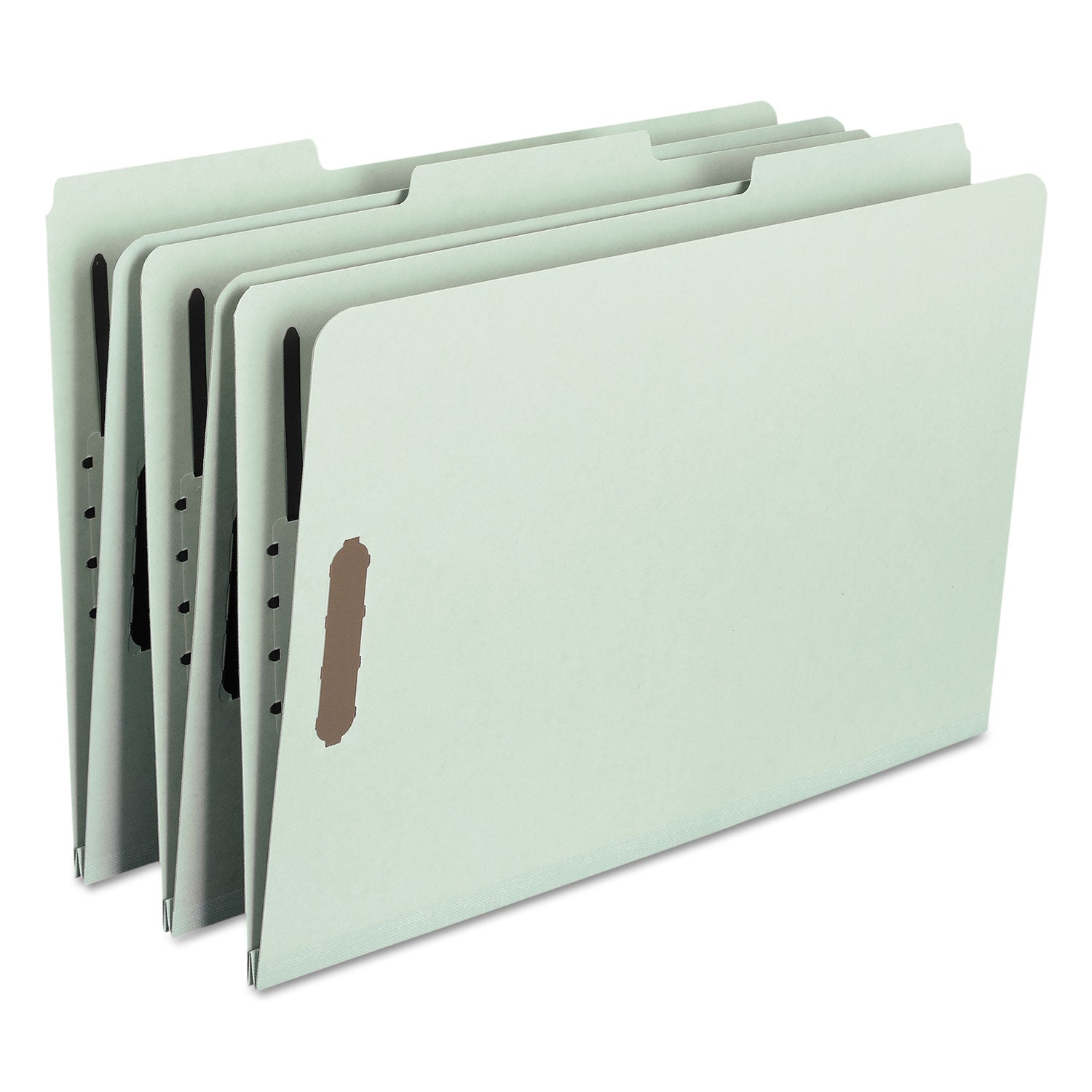 Smead™ Recycled Pressboard Fastener Folders, 1" Expansion, 2 Fasteners, Legal Size, Gray-Green Exterior, 25/Box