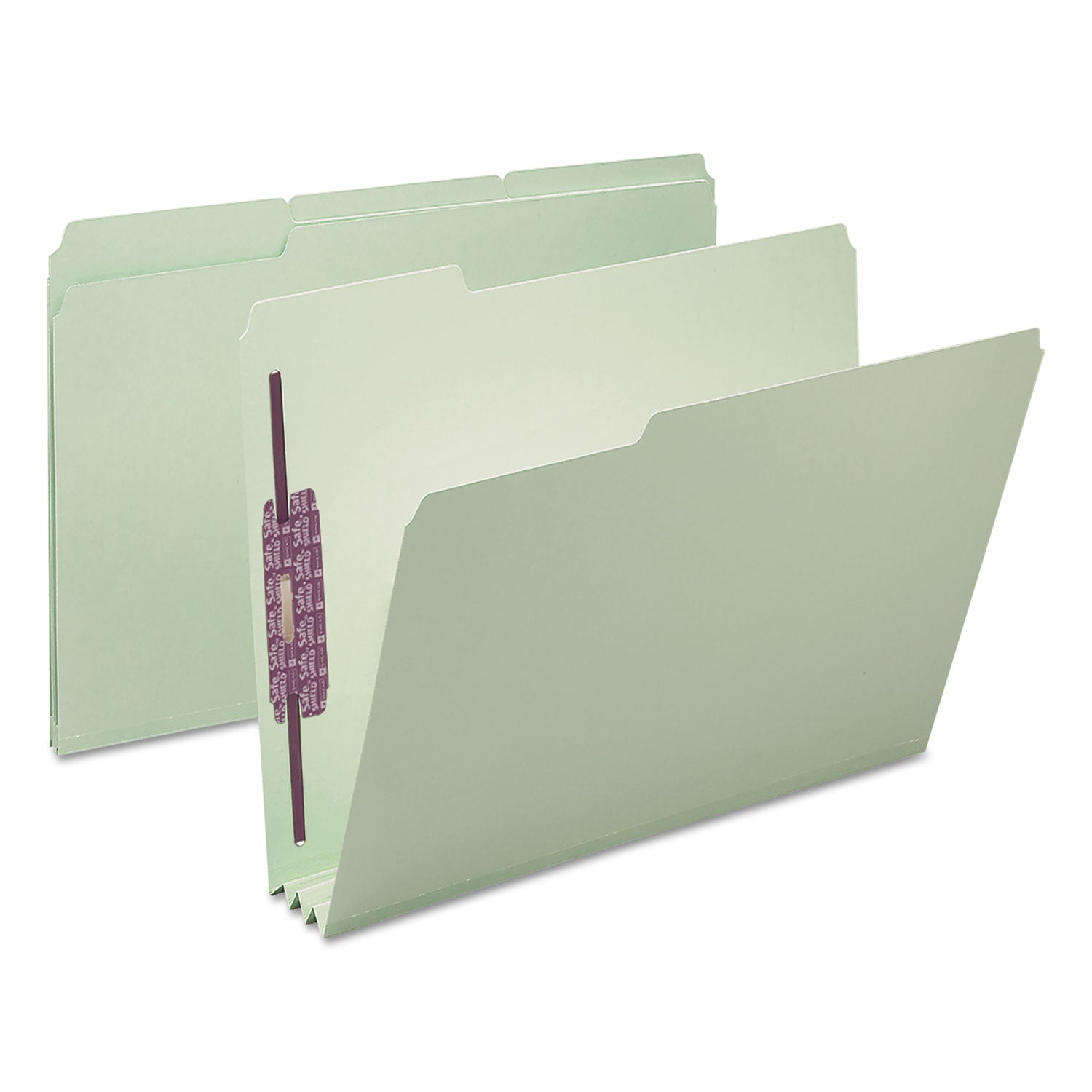 Smead™ Recycled Pressboard Fastener Folders, 1/3-Cut Tabs, Two SafeSHIELD Fasteners, 3" Expansion, Letter Size, Gray-Green, 25/Box