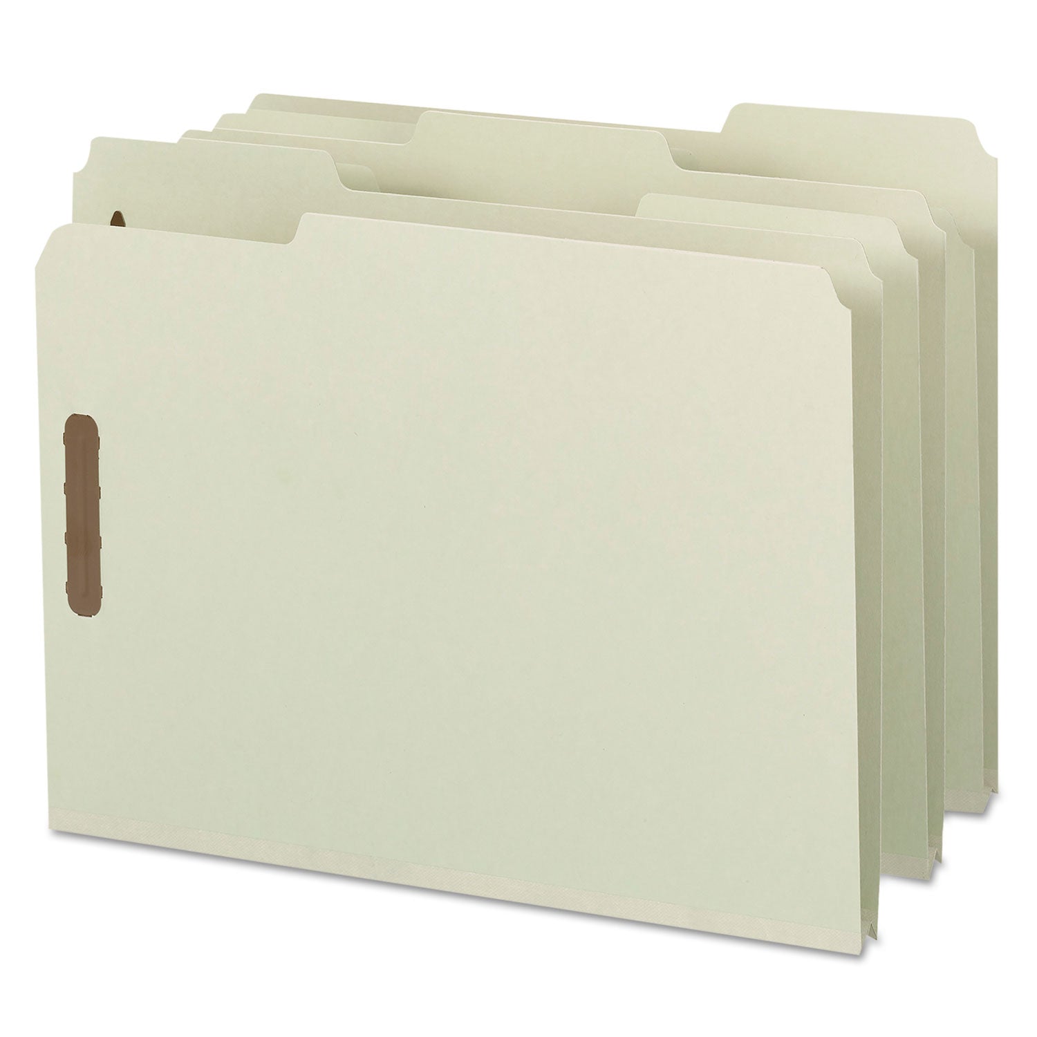 Smead™ Recycled Pressboard Fastener Folders, 1" Expansion, 2 Fasteners, Letter Size, Gray-Green Exterior, 25/Box