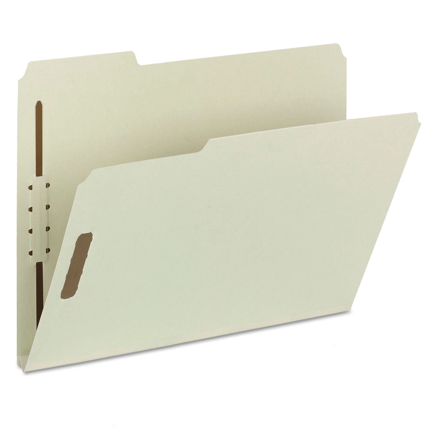 Smead™ Recycled Pressboard Fastener Folders, 1" Expansion, 2 Fasteners, Letter Size, Gray-Green Exterior, 25/Box