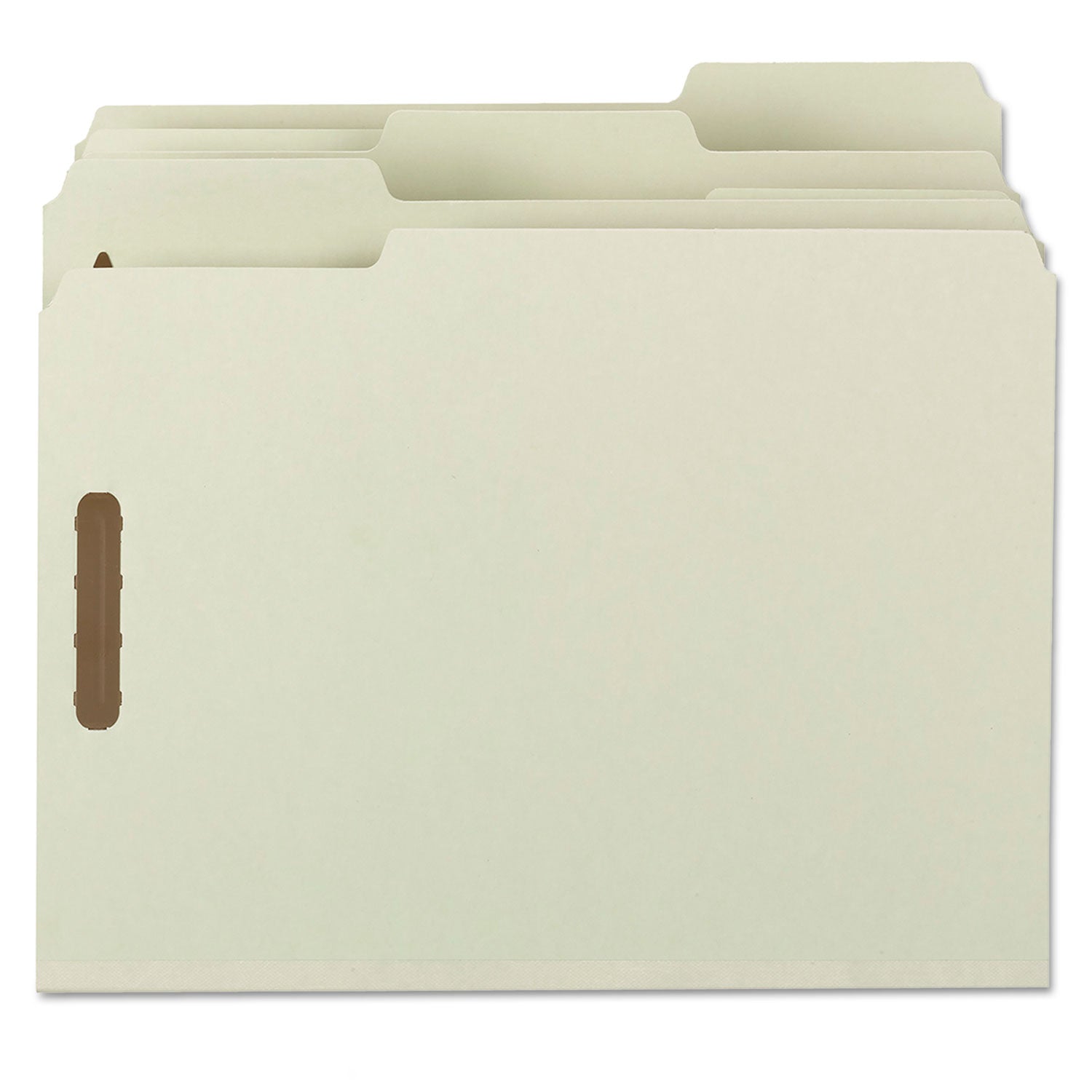 Smead™ Recycled Pressboard Fastener Folders, 1" Expansion, 2 Fasteners, Letter Size, Gray-Green Exterior, 25/Box