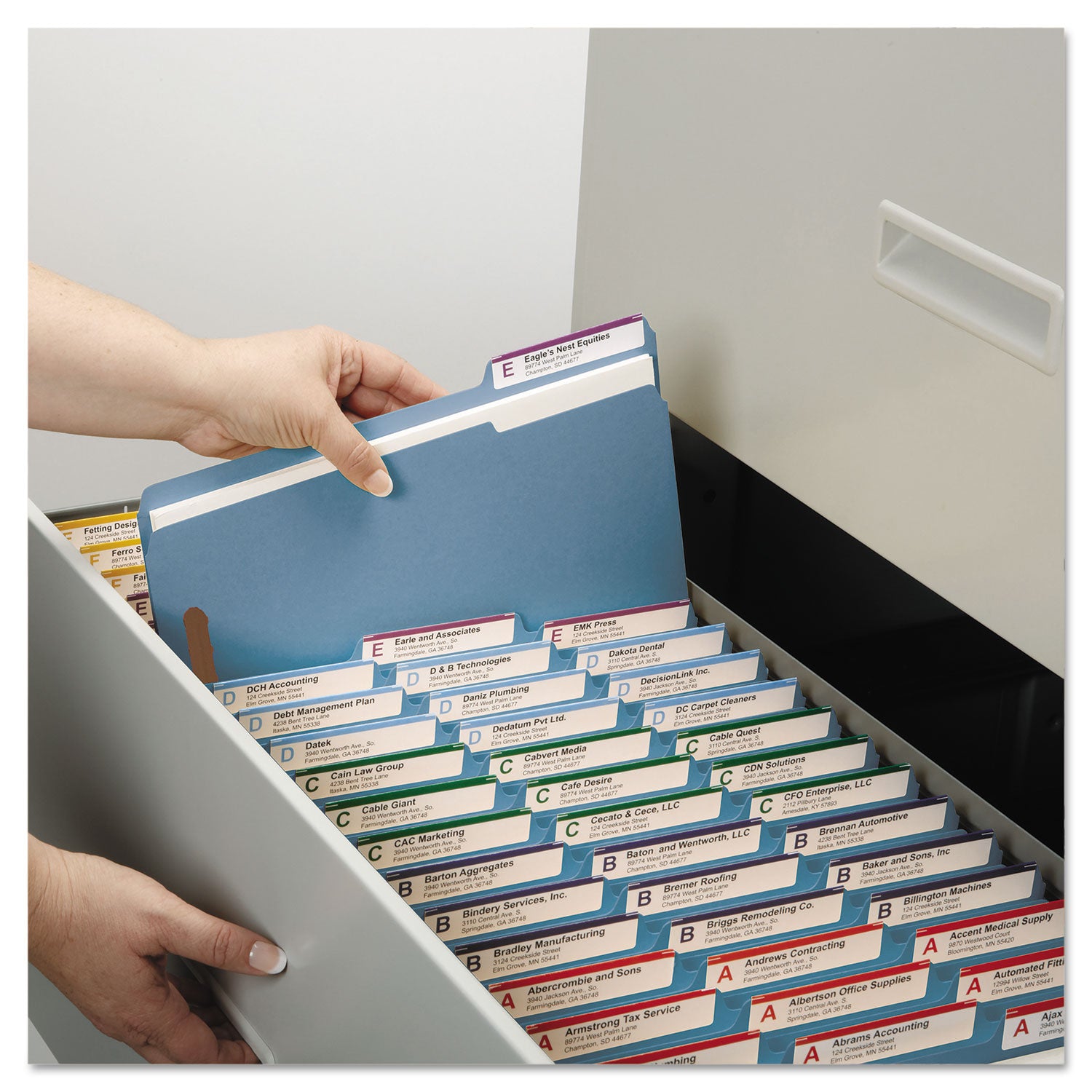 Smead™ Top Tab Colored Fastener Folders, 0.75" Expansion, 2 Fasteners, Letter Size, Blue Exterior, 50/Box