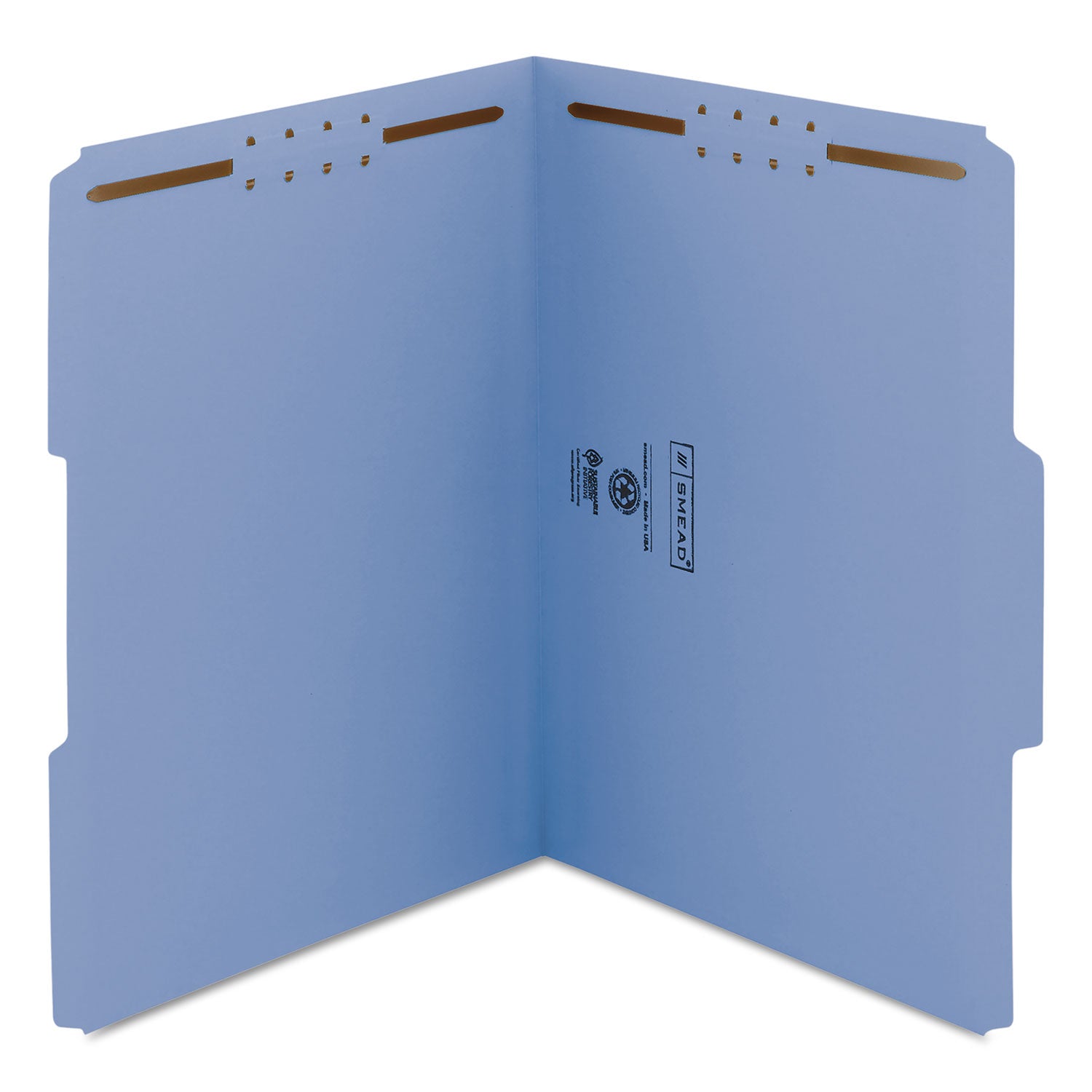 Smead™ Top Tab Colored Fastener Folders, 0.75" Expansion, 2 Fasteners, Letter Size, Blue Exterior, 50/Box