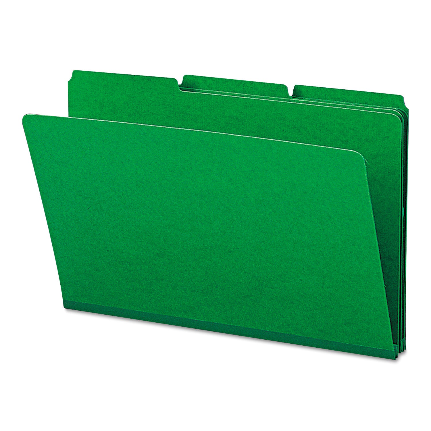 Expanding Recycled Heavy Pressboard Folders, 1/3-Cut Tabs: Assorted, Legal Size, 1" Expansion, Green, 25/Box