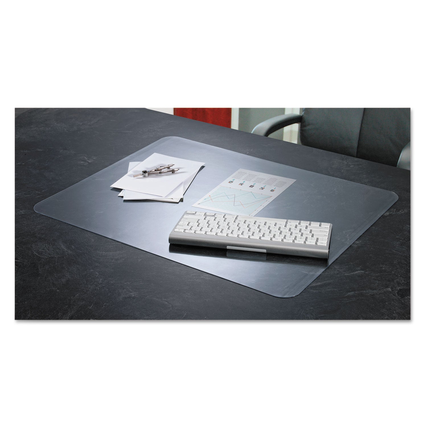 Artistic® KrystalView Desk Pad with Antimicrobial Protection, Glossy Finish, 36 x 20, Clear