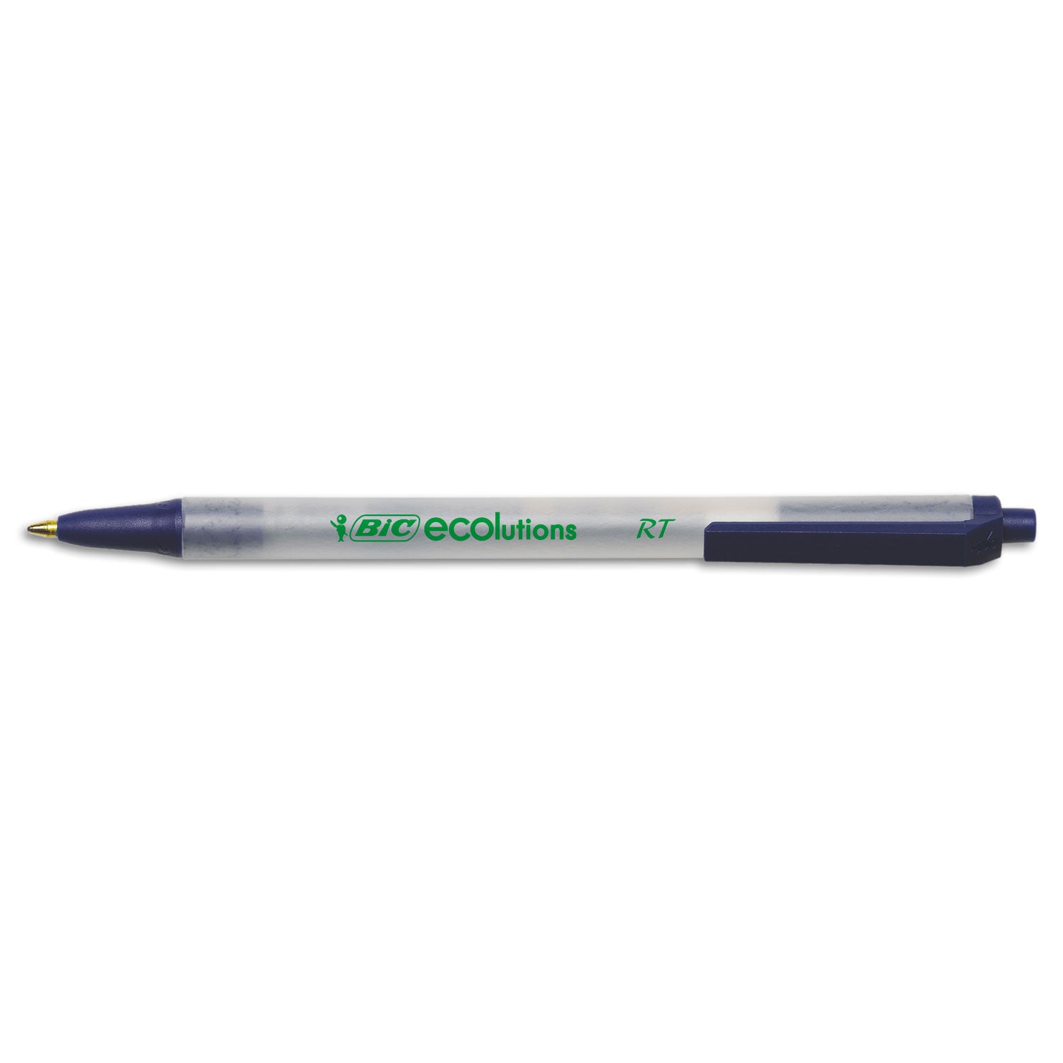 BIC® Ecolutions Clic Stic Ballpoint Pen, Retractable, Medium 1 mm, Blue Ink, Translucent Frost/Blue Barrel, Dozen