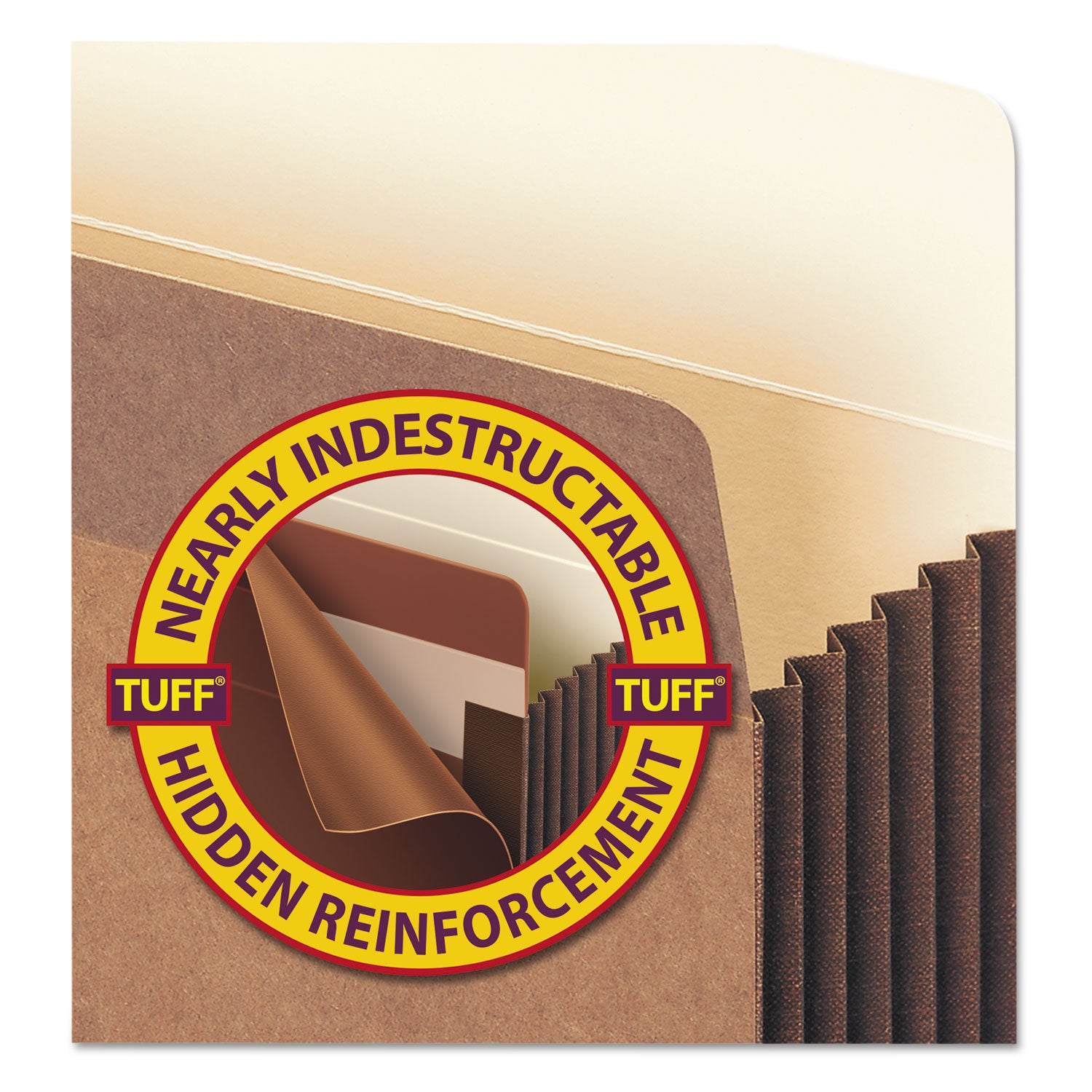 Smead™ Redrope TUFF Pocket Drop-Front File Pockets with Fully Lined Gussets, 7" Expansion, Legal Size, Redrope, 5/Box