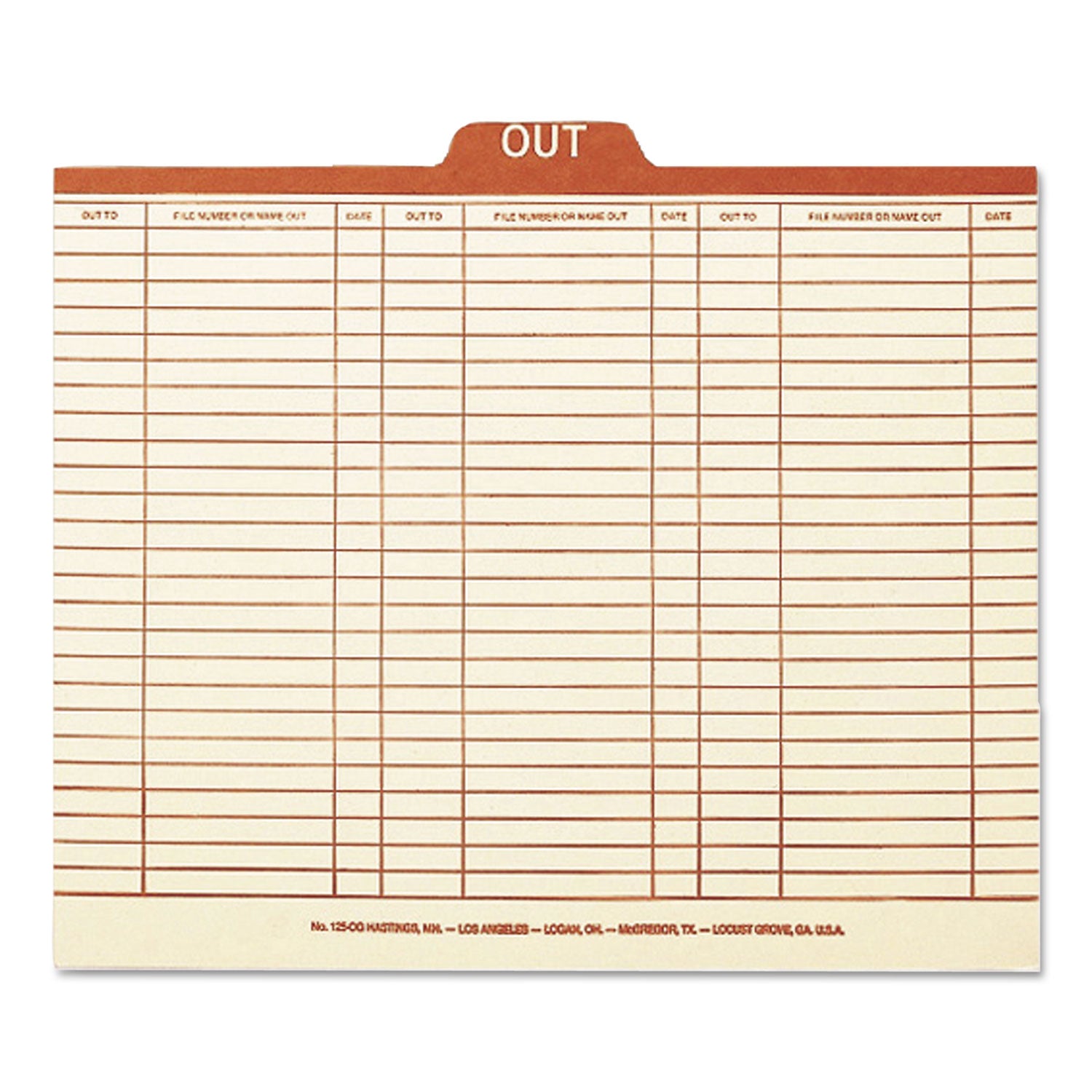 Smead™ Manila Out Guides, Printed Form Style, 1/5-Cut Top Tab, Out, 8.5 x 11, Manila, 100/Box