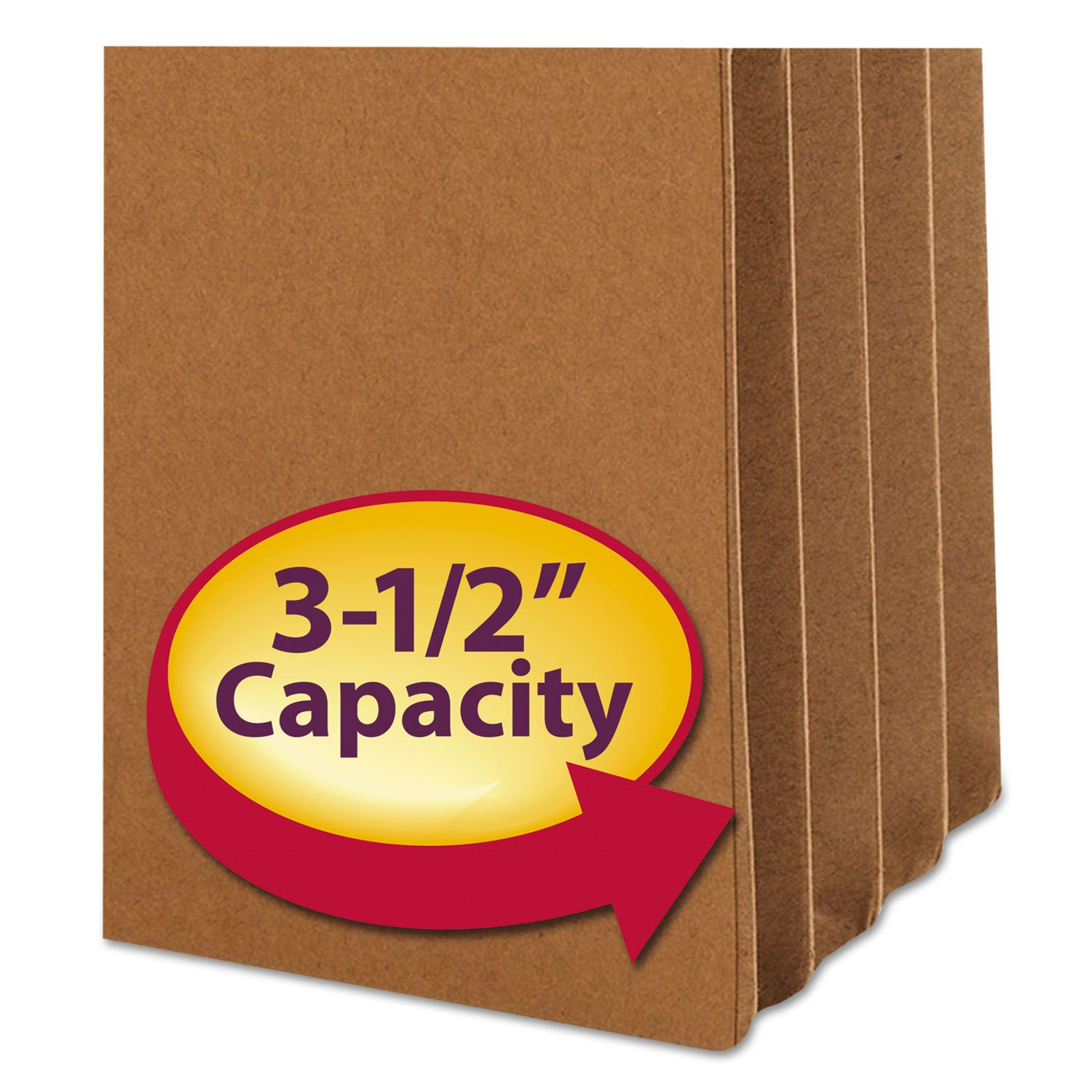 Smead™ Redrope Drop Front File Pockets with 2/5-Cut Guide Height Tabs, 3.5" Expansion, Letter Size, Redrope, 25/Box