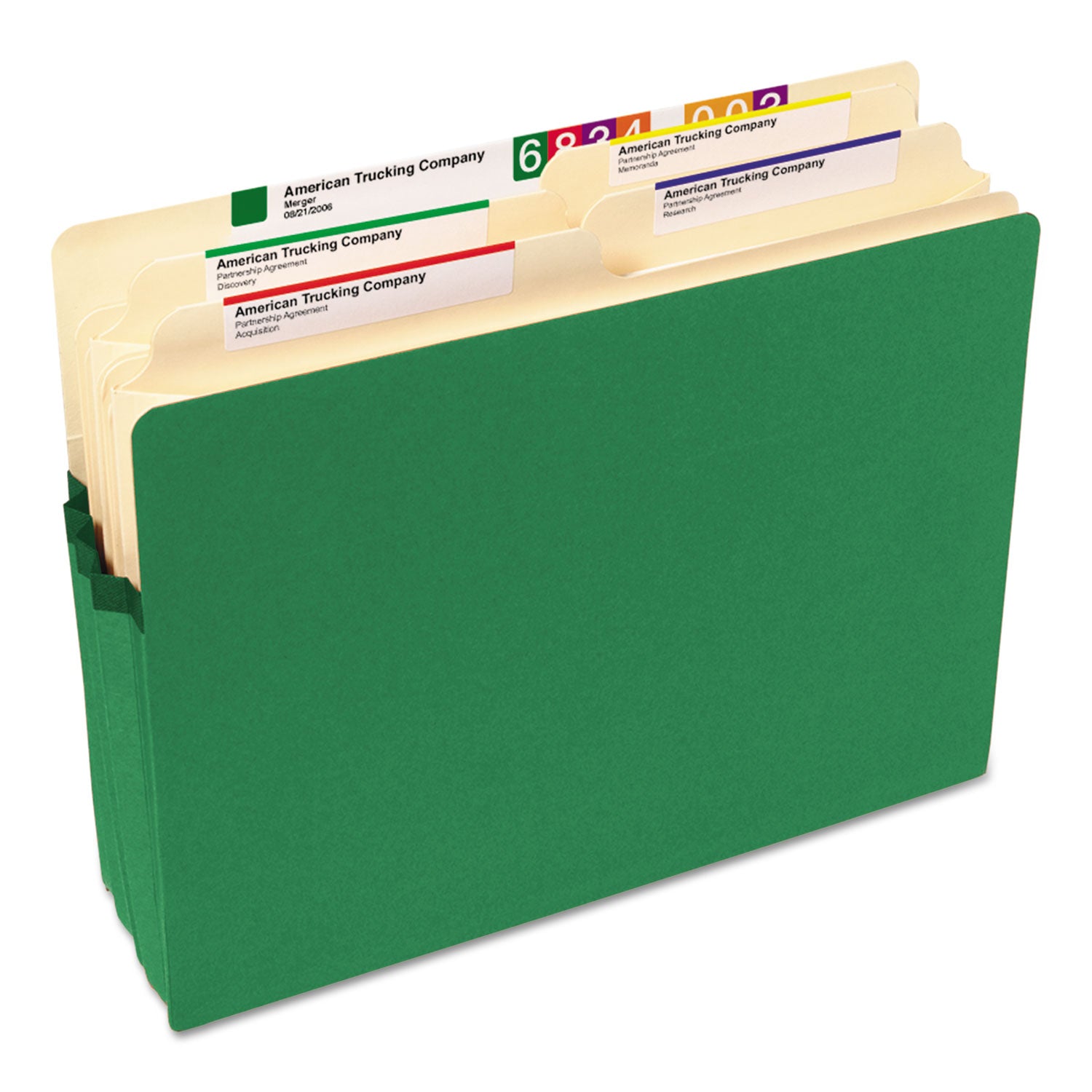 Smead™ Colored File Pockets, 3.5" Expansion, Letter Size, Green