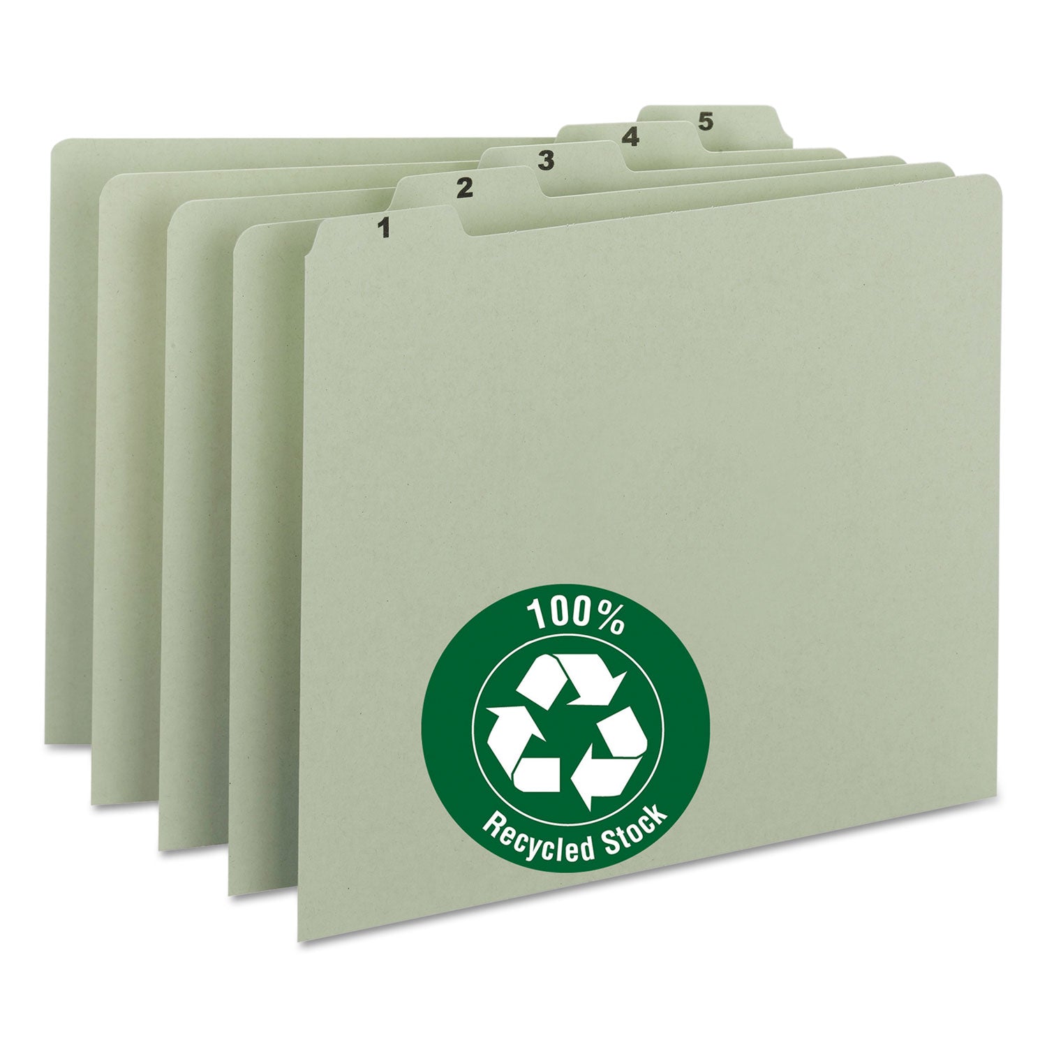 Smead™ 100% Recycled Daily Top Tab File Guide Set, 1/5-Cut Top Tab, 1 to 31, 8.5 x 11, Green, 31/Set