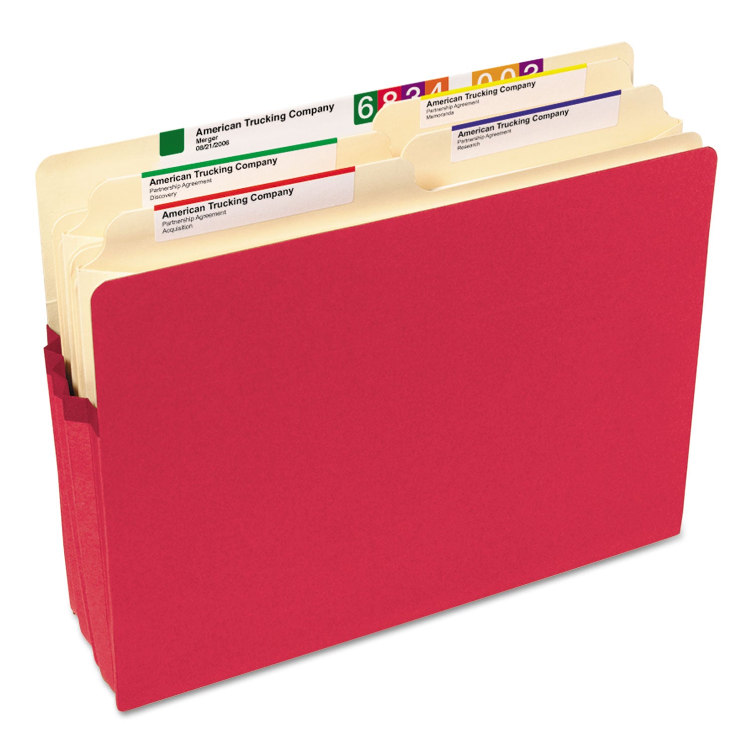 Smead™ Colored File Pockets, 3.5" Expansion, Letter Size, Red