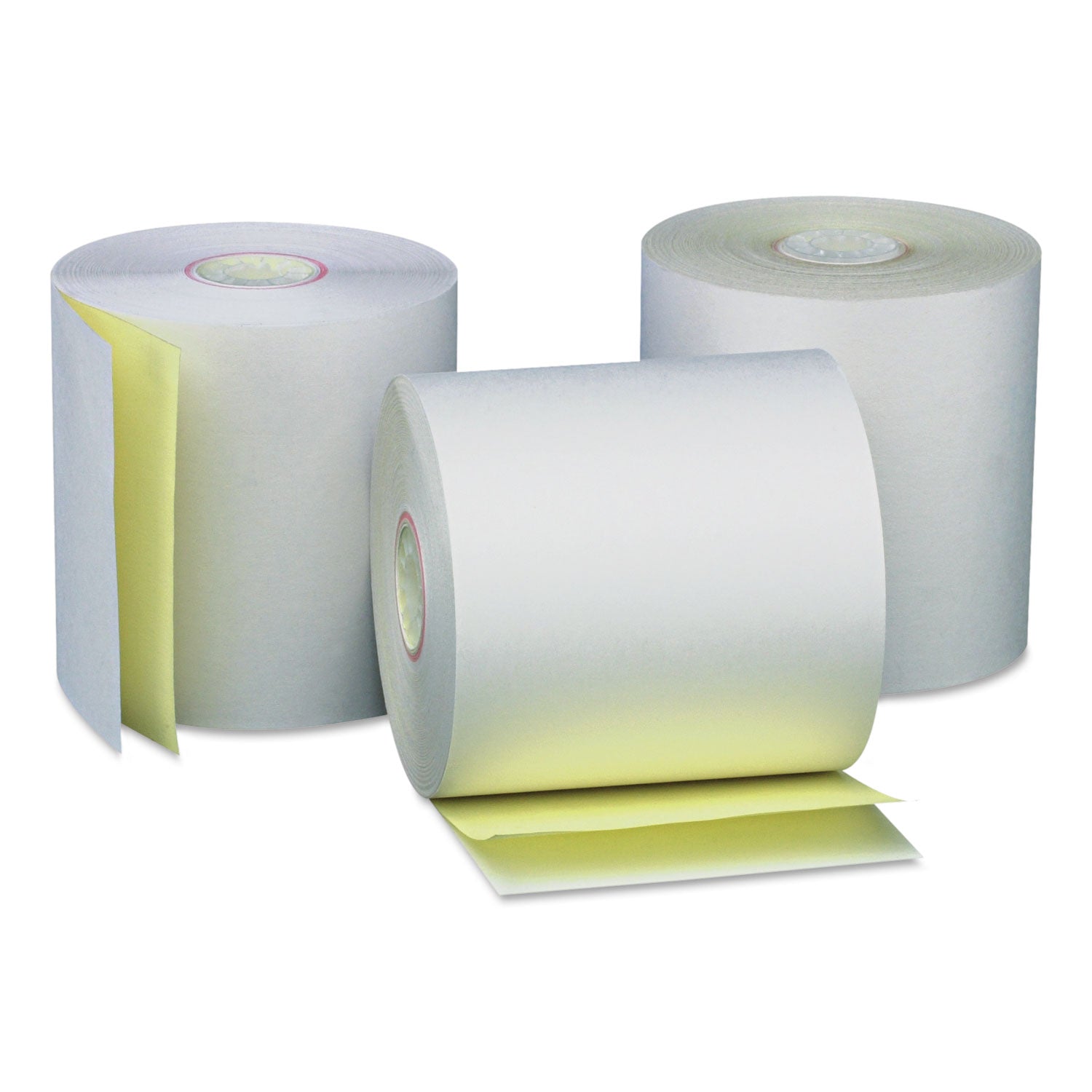 Carbonless Paper Rolls, 0.44" Core, 3" x 90 ft, White/Canary, 50/Carton